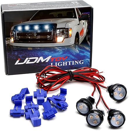 Amazon Ijdmtoy 4点セット カスタムレトロフィット キセノン ホワイト フロントグリル メッシュマウント Led照明キット トラック Suvに対応 車 バイク 車 バイク Amazon Ijdmtoy 4点セット カスタムレトロフィット キセノン ホワイト フロントグリル メッシュマウント Led照明キット トラック Suvに対応 車 バイク 車 バイク