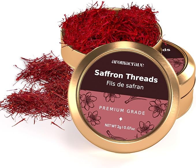 AROMACRAVE Premium Spanish Saffron Threads – 2g (0.07oz) – Hand-Harvested Pure Red Saffron, Grade A+ All-Natural Spice for Cooking, Tea, Paella, Rice & Skincare
