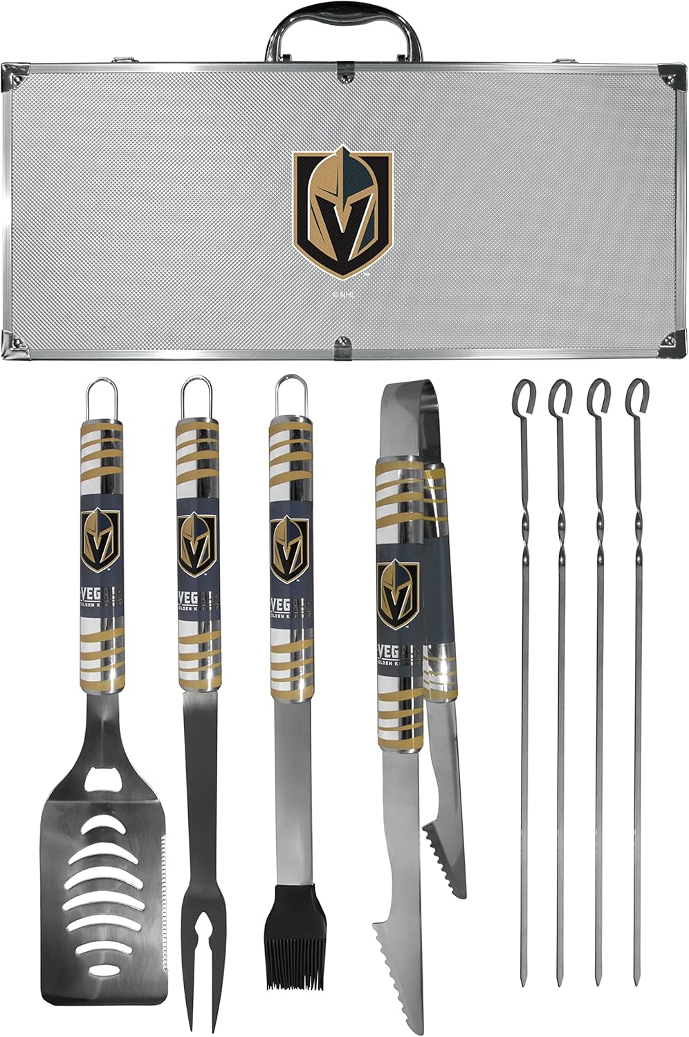 Siskiyou NHL Vegas Golden Knights Unisex SPORTS8 pc Tailgater BBQ Set, Grey, One Size