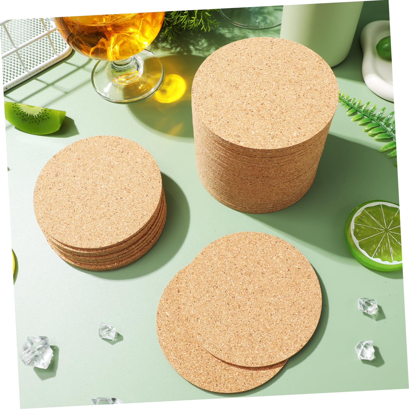 Sottobicchieri in Sughero Rotondi 100 Pezzi, Cuscinetti Khaki