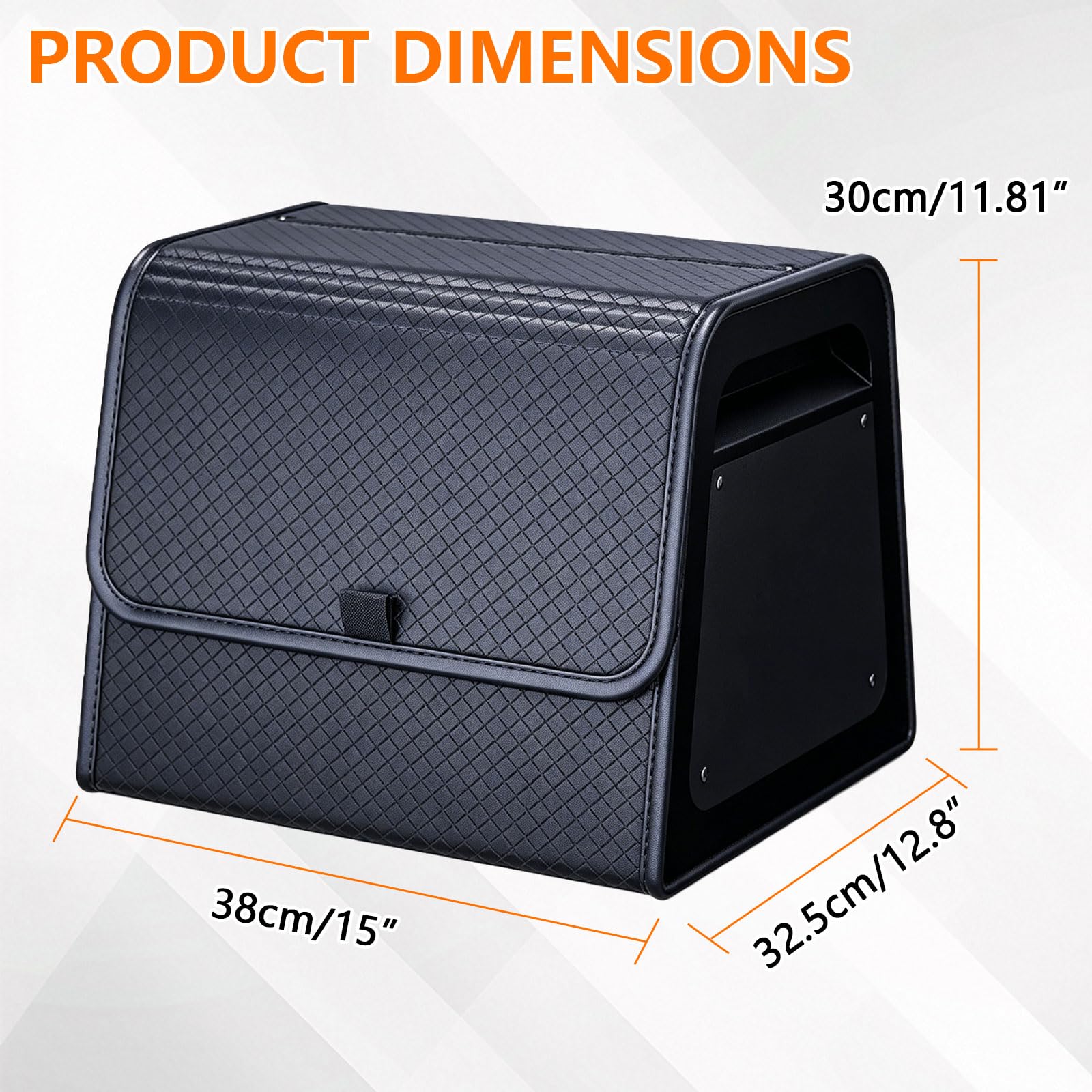 Organizer per bagagliaio, divisorio rimovibile per auto, in pelle PU e pannello a nido d'ape in polipropilene, fissato con viti, estremamente robusto, 38 x 33 x 30 cm (lunghezza x larghezza x
