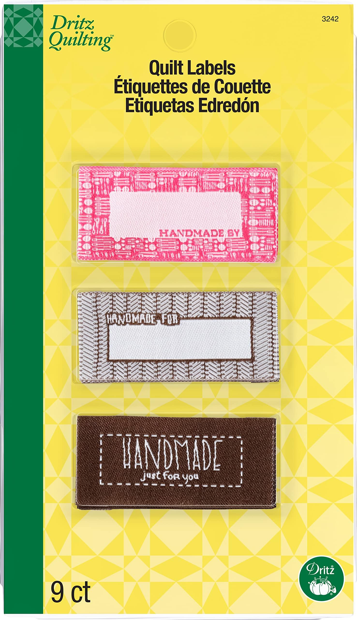 Dritz 3242 Sew-In Embroidered Label, Handmade Design (9-Count)