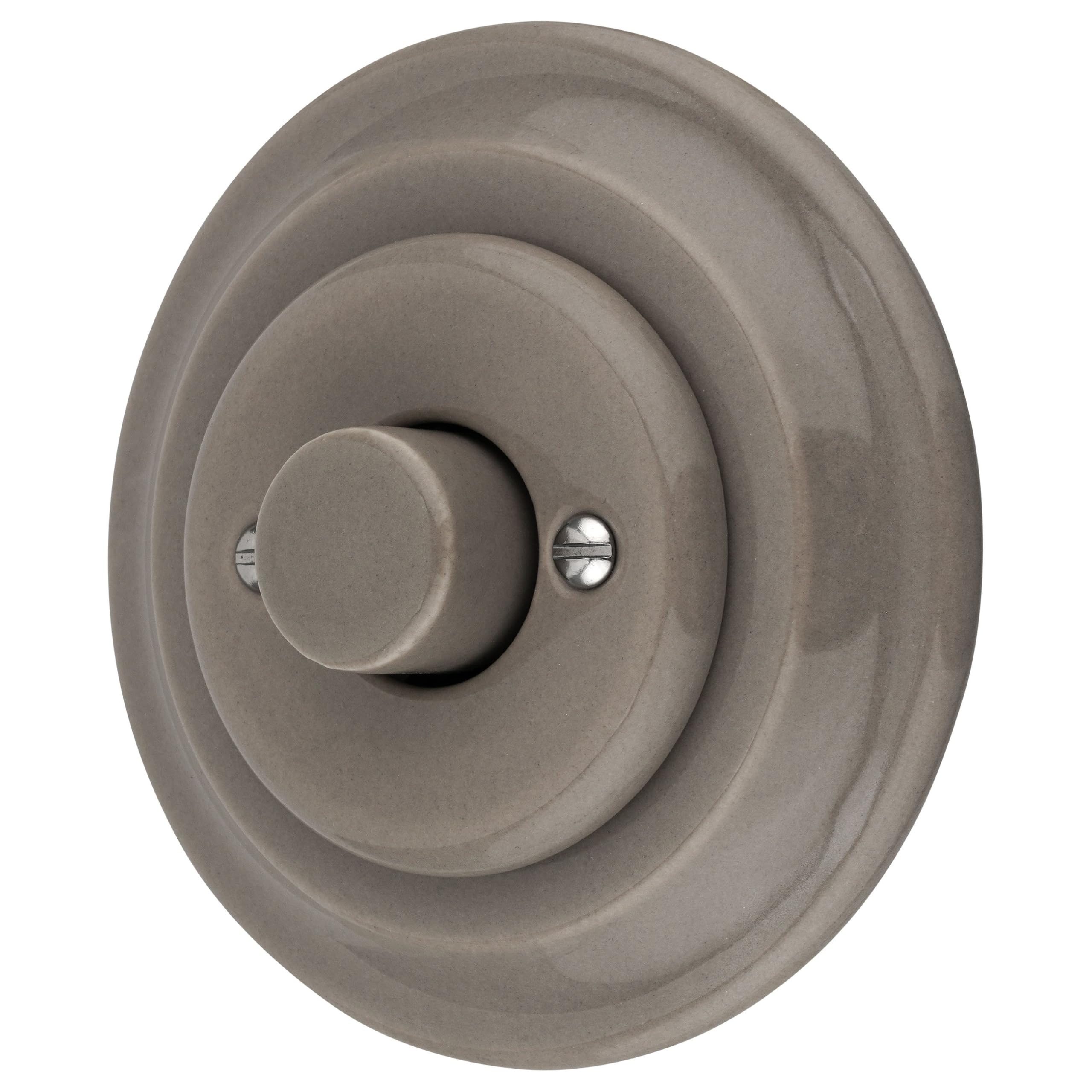 Unterputz Porzellan Retro LED Drehdimmer, Druckschalter, All-in-One, Serie PR1 graubeige