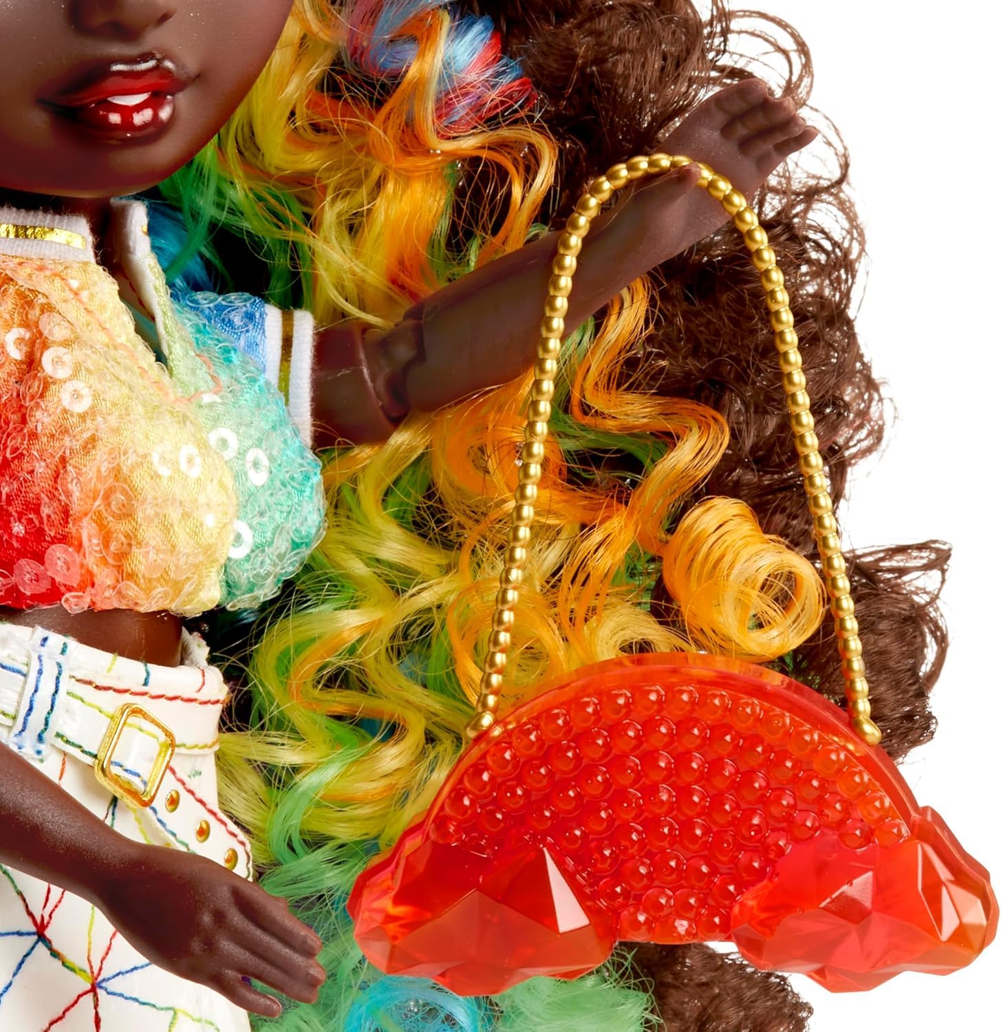 Rainbow High Creative Crystals Iris - Regenbogenfarbene 28 cm Modepuppe mit Make It Kit für Kristall-Accessoires, Ring für Dich, Basteln, Harz-Spielset, Geschenk für Kinder ab 8, Nicht ESSBAR