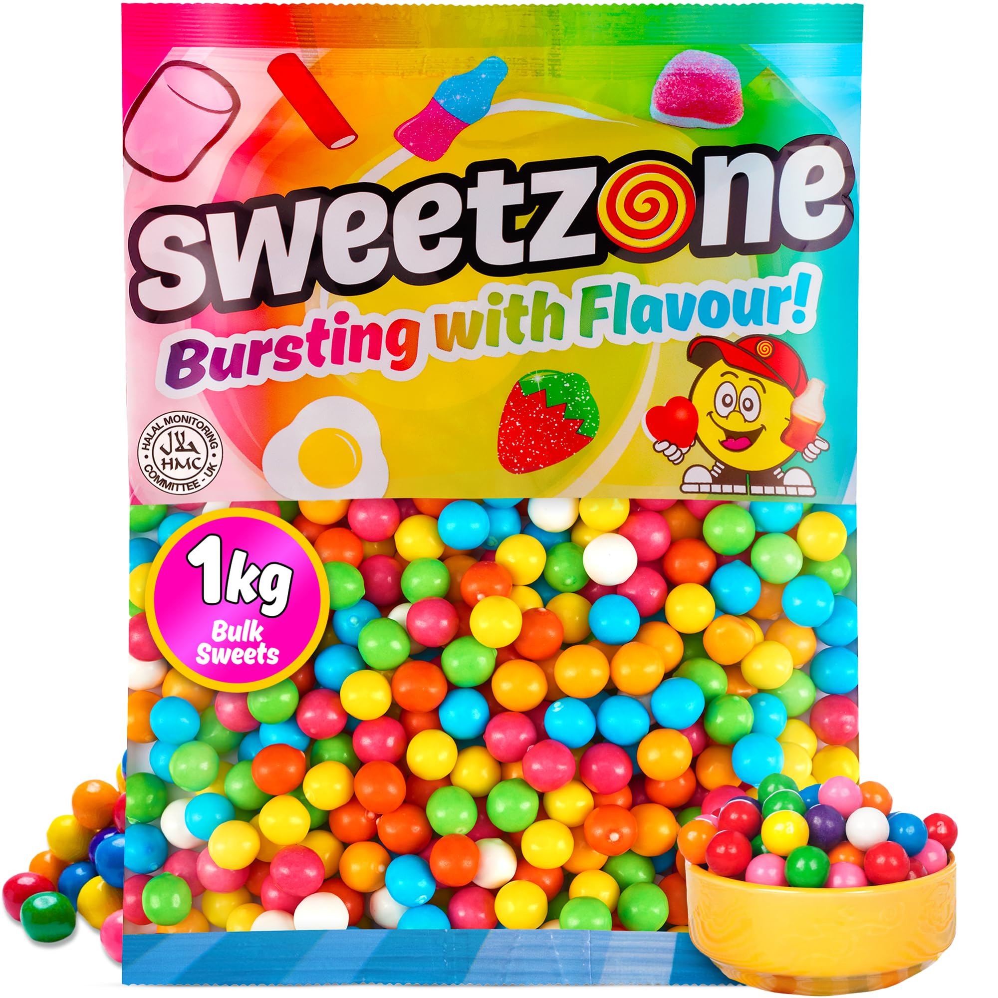 Sweetzone Bubblegum Balls Sweet Bags - Retro Bubble Gum Sweets