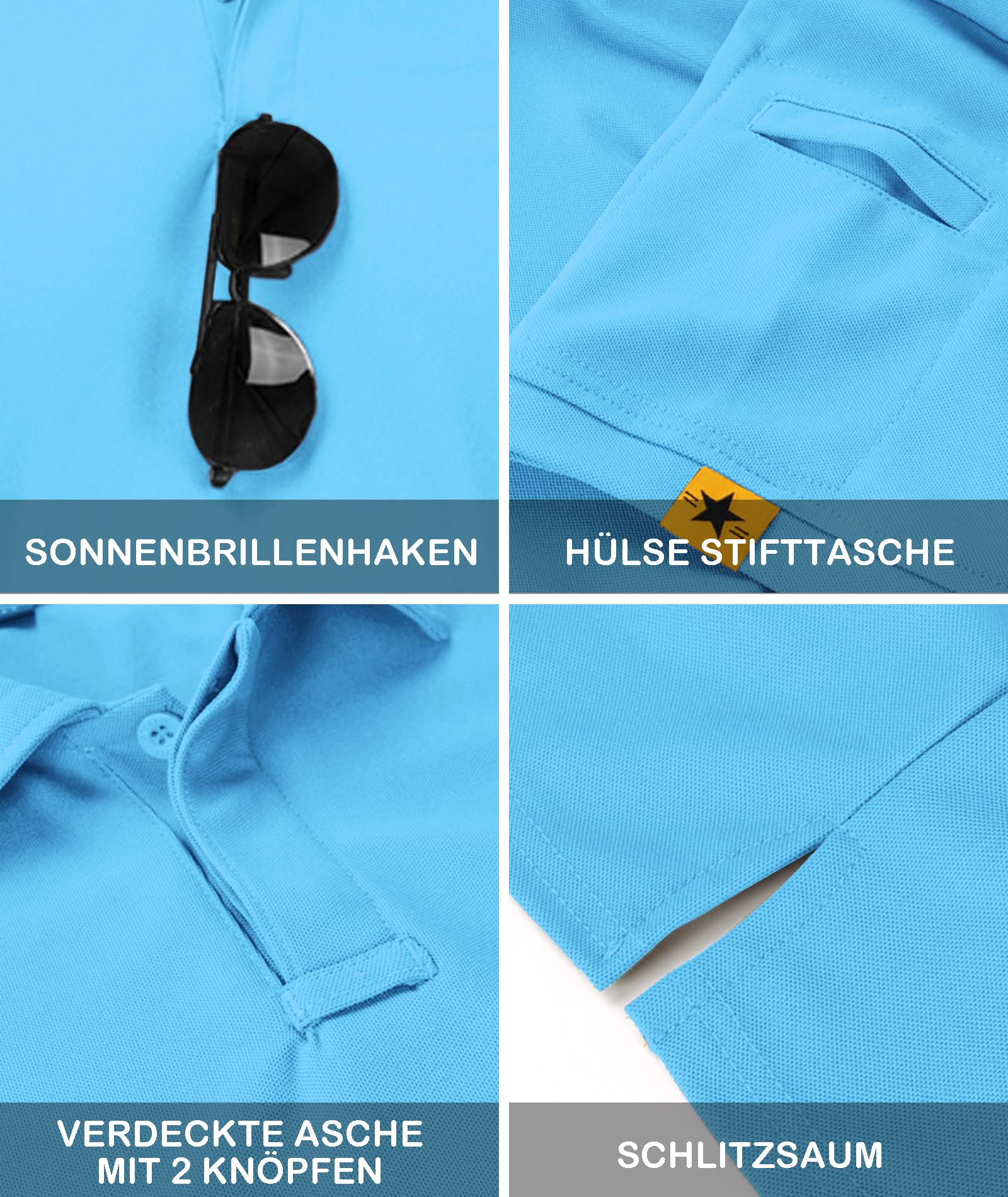 JACKETOWN Polo Shirt Uomo Manica Corta Asciugatura Rapida Traspirante Tennis Polo Shirt Camicie Polo Estate per Uomo Button Front T-Shirts Sport Shirt Basic Regular Fit Golf Polo Shirt