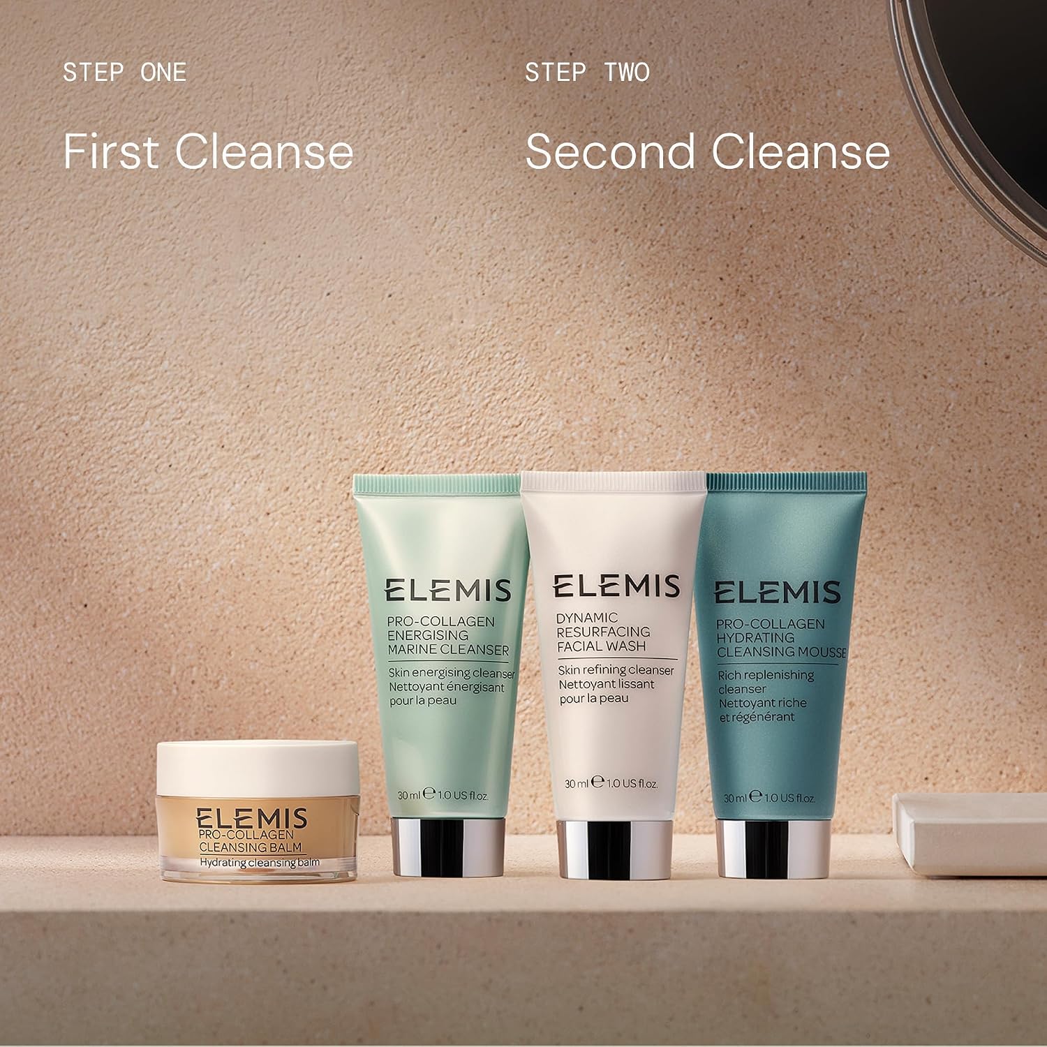 ELEMIS Double Cleanse Starter Collection – 4-Piece Skincare Set for Customized Cleansing – Includes Cleansing Balm, Mousse, Resurfacing Wash & Marine Cleanser – Discovery Set for All Skin Types