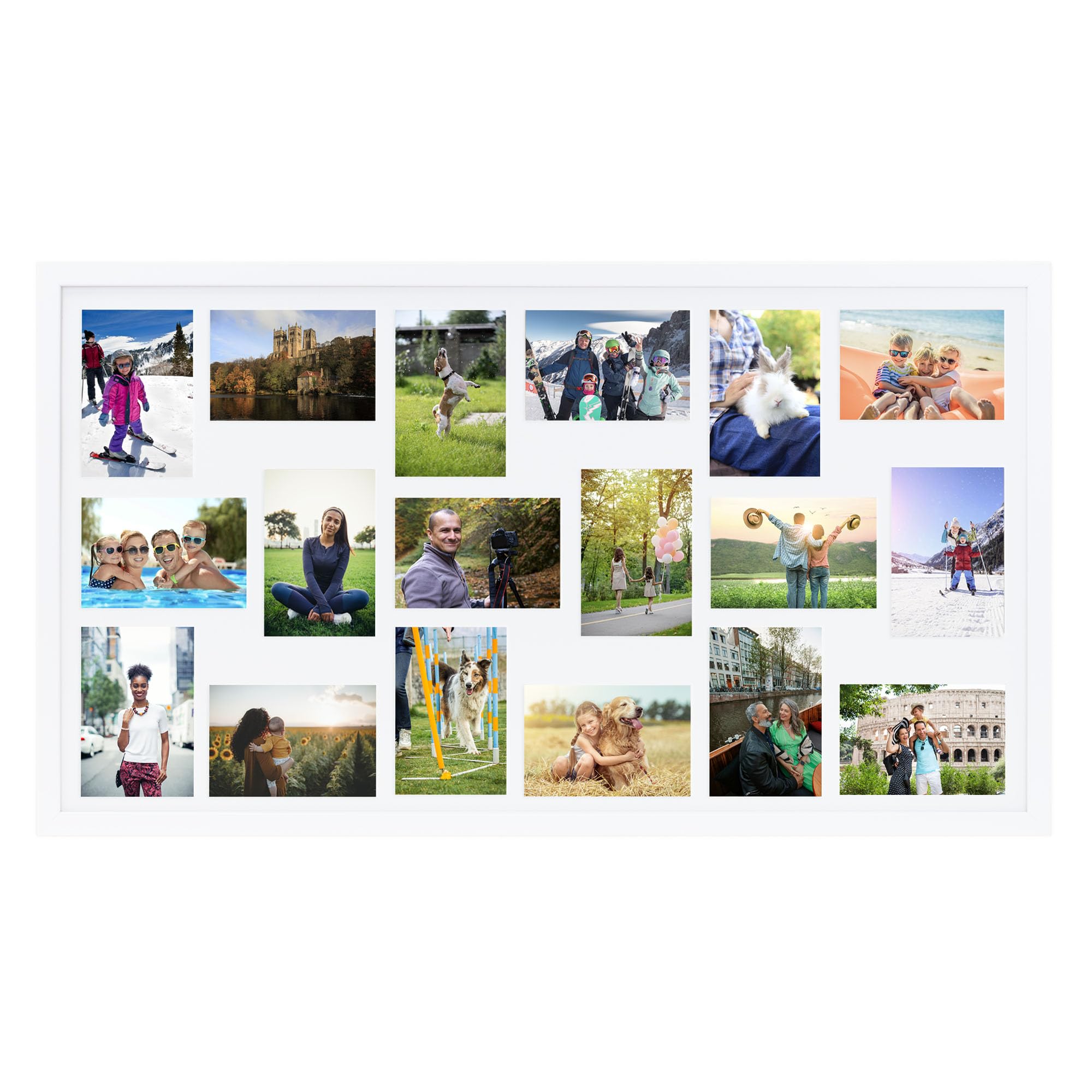 Boldon Framing Photo Frames Multiple Pictures White Collage Photo Frame for 18 6x4 photos -Large Multi Picture Frames for Wall Hanging - Neatly Display Lots of Photos In One Picture Frame