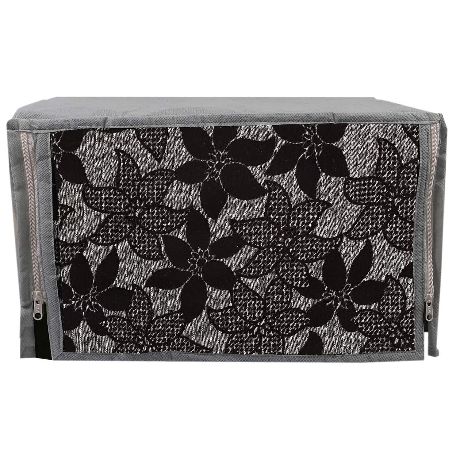 Kuber Industries Velvet Microwave Oven Cover 30 LTR (Black & Grey) -CTKTC5772 3