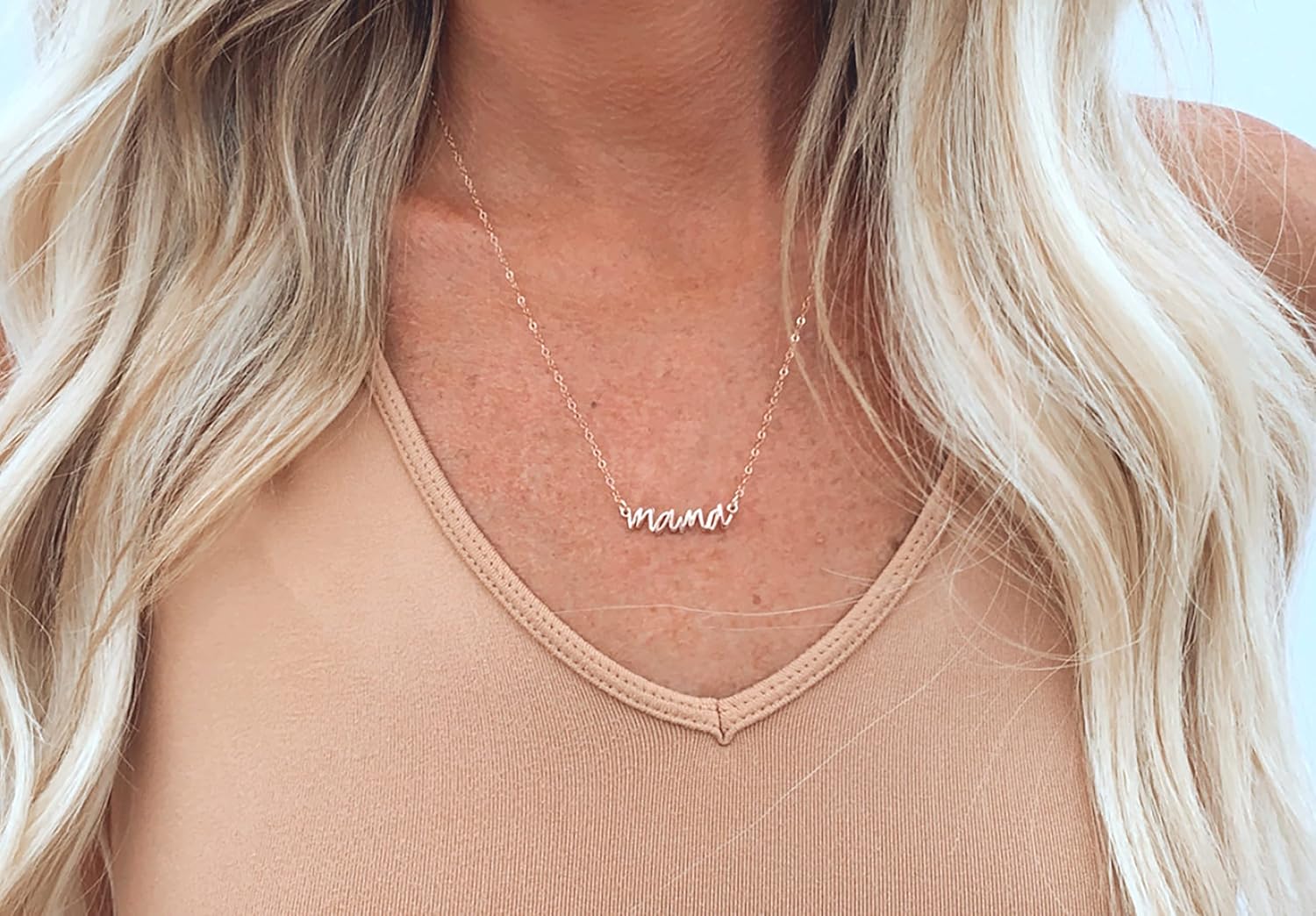 Dainty Mama, Auntie Pendant Necklace for Women, 925 Sterling Silver, Gold, or Rose Gold, Pretty Mothers Day Gift for Mom or Aunt, Personalized Mommy Charm Necklace Jewelry