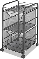 Vista 2 de Safco Onyx Rolling Cart with 2 File Drawers, Fits Letter-Size Hanging Folders, Durable Steel Mesh Construction, Black