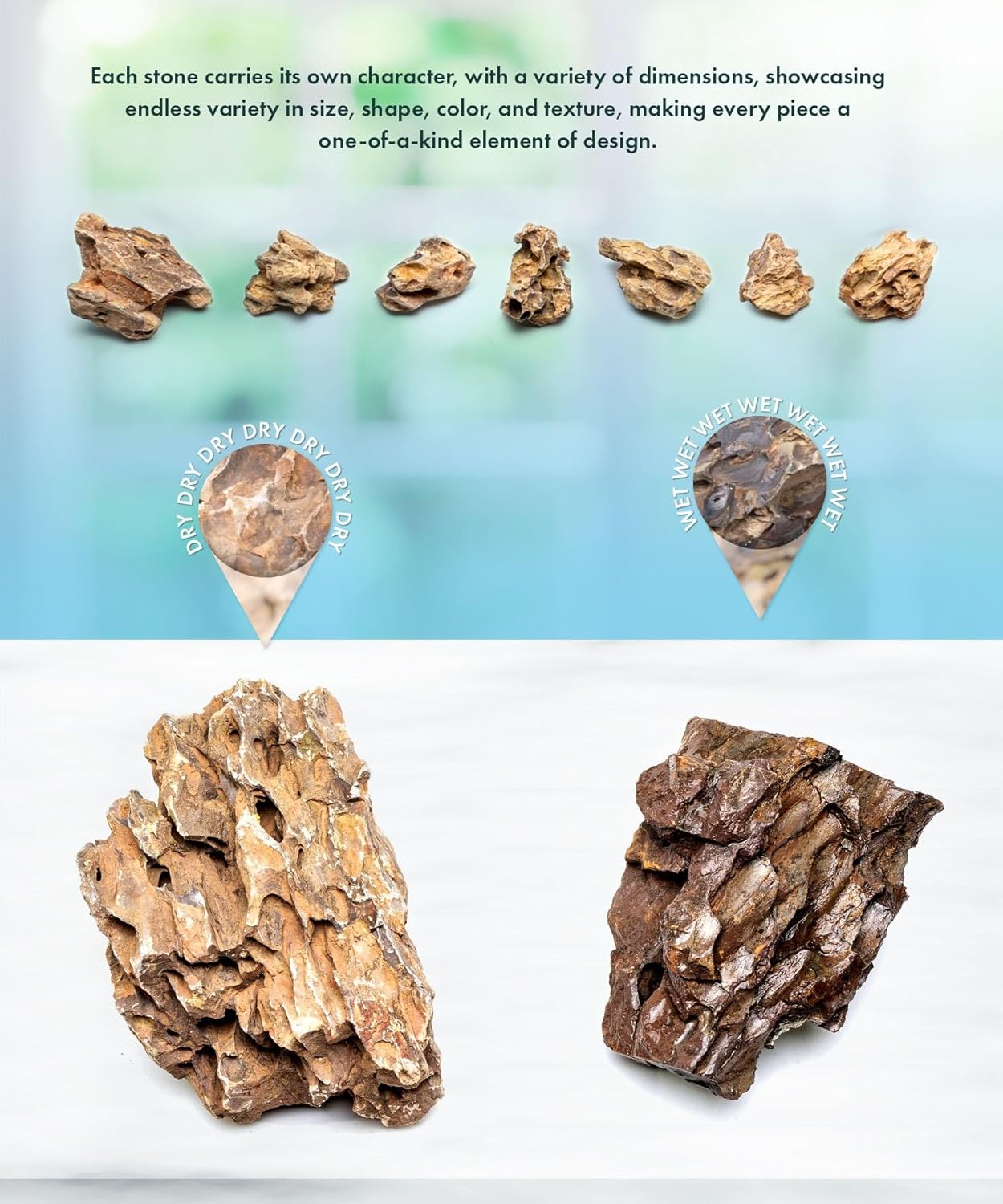 SubstrateSource Natural Aquarium Stones - Ohko w/Mixed Reds, Yellows & Browns, Scale-Like Texture - Freshwater Aquascaping, Betta Fish & Shrimp Tank Decorations, Zen Garden Layouts - Dragon, 10 LB