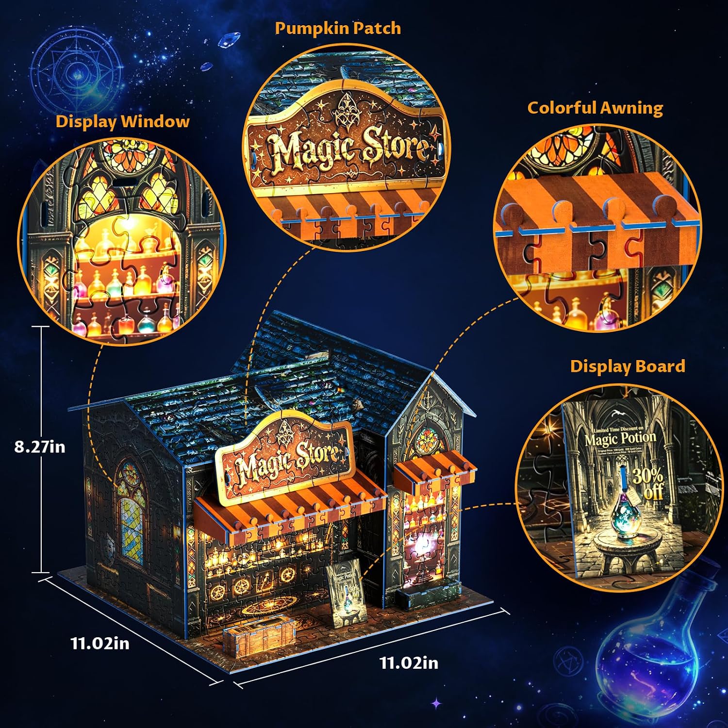 3D Puzzles for Adult,Halloween Magic Store Jigsaw Puzzle DIY Model Building image 4