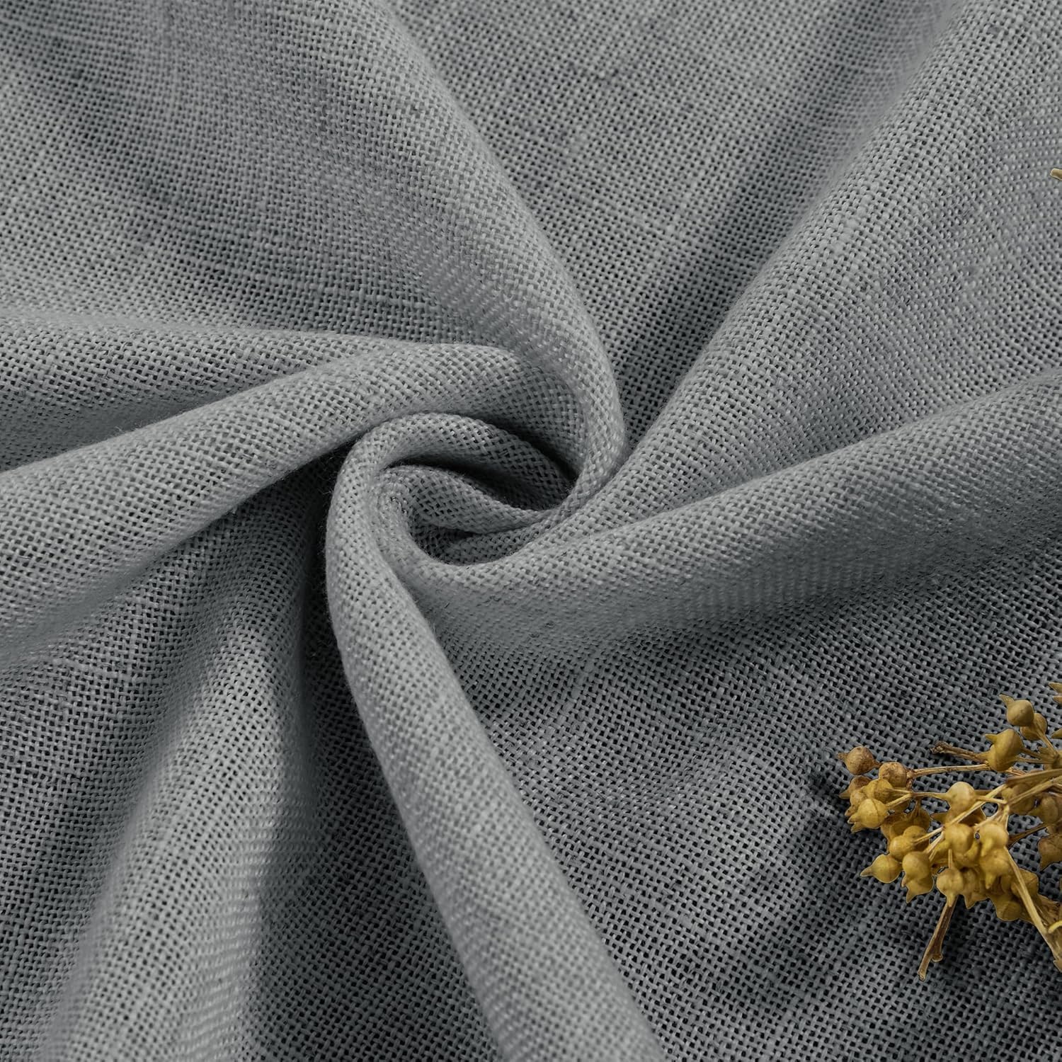 CUCRAF Zasłony lniane na przelotkach, zestaw 2 sztuk, wys. 245 x szer. 140 cm, szare, półprzezroczyste, do salonu, o wyglądzie lnu, woal, kolor lnu, do sypialni