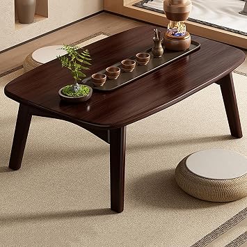 Foldable Coffee Table, Japanese Floor Low Table, Floor Sitting Low Table Small Space Minimalist TableBrown,60 * 40 * 25cm