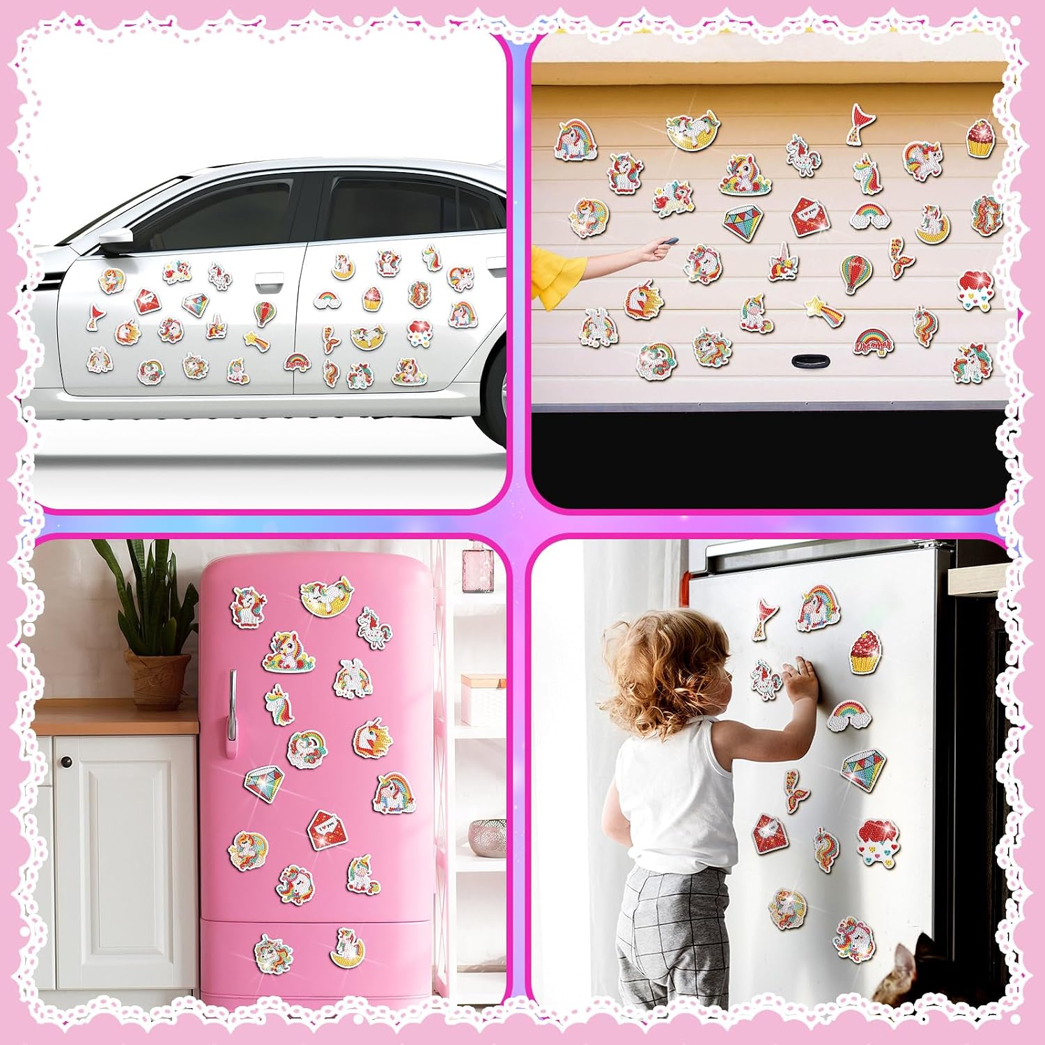 Xuhal 30 Pcs Unicorn Diamond Painting Magnets Rainbow Unicorn Diamond Art Magnets Kits for Adults Cute Animals Refrigerator Magnetic Stickers 5D Rhinestone Fridge Sticker for Beginner DIY Crafts Gifts