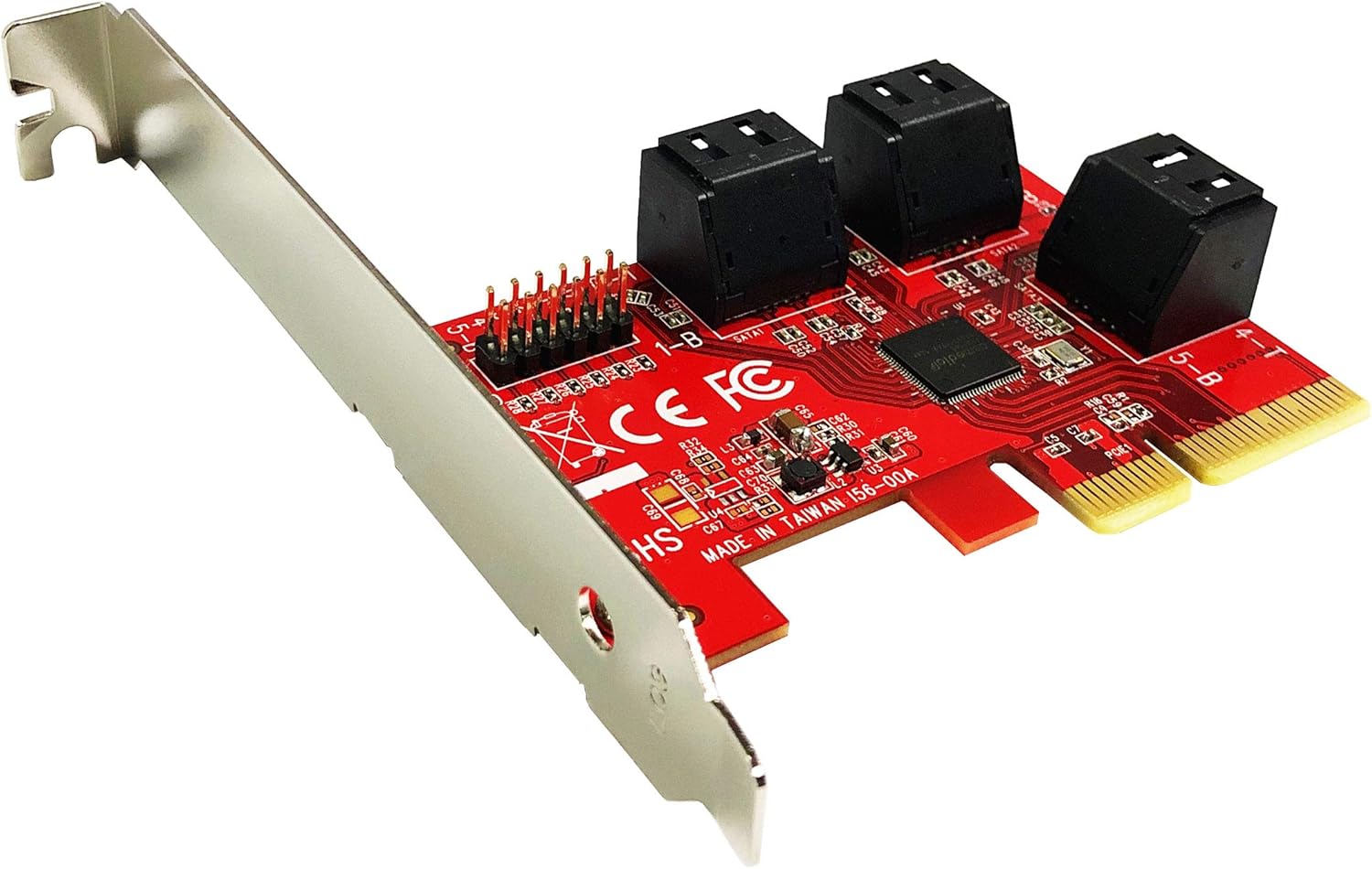 Ableconn PEX-SA156 6-Port SATA 6G PCI Express x4 Host Adapter Card - AHCI 6Gbps SATA III Port-Multiplier PCIe 3.0 4-Lane Low Profile Controller Card (ASMedia ASM1166)
