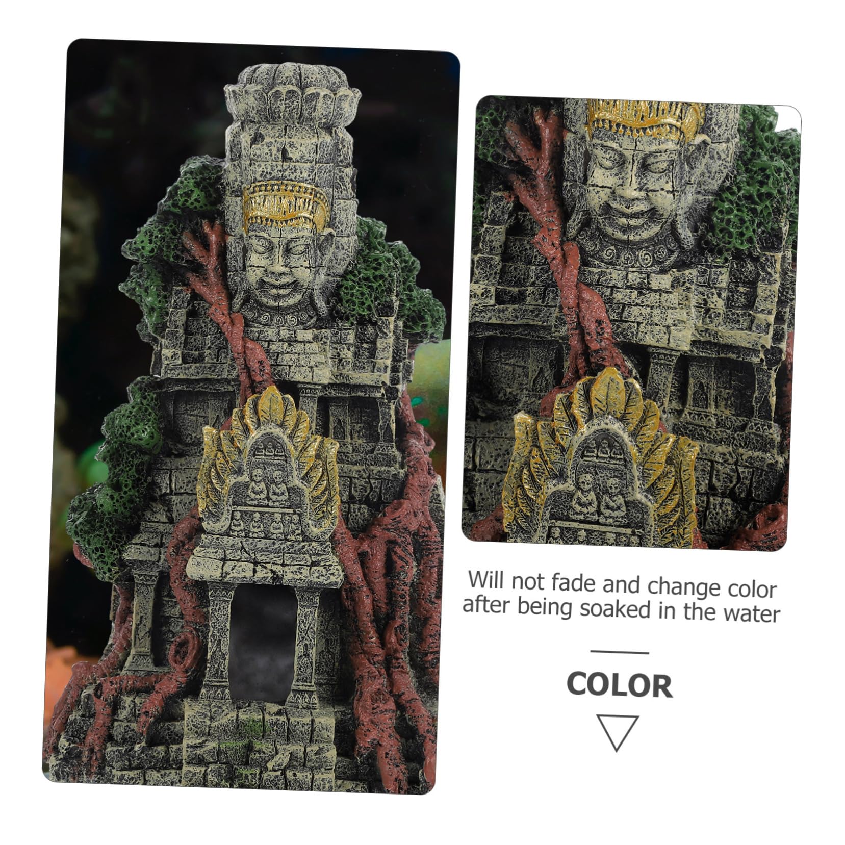 Mipcase Decoración De Templo De Simulación para Acuario Adorno De Resina para Peces Cueva De Escondite para Decoración De Templo Funciona como Refugio para Peces Agua para Acuarios De Agua