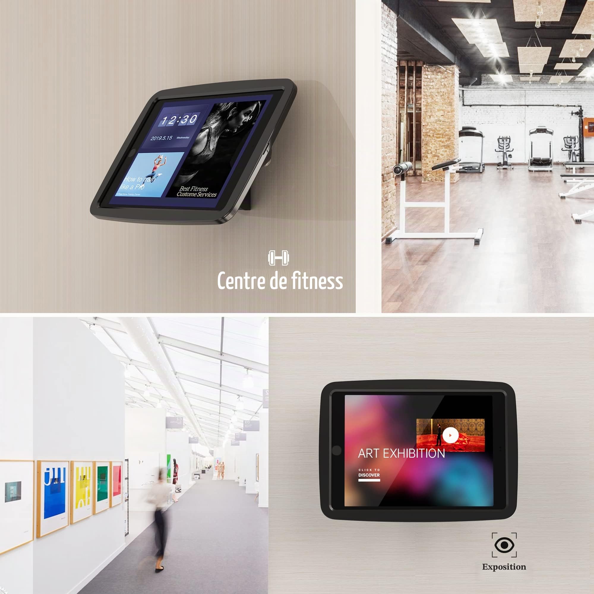 Support Mural Antivol pour iPad 10,2 Pouces (7e/8e/9e Génération), Support de Tablette pour Entreprise, Maison Intelligente et Bureau de Bibliothécaire-BSW102TB
