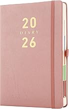 2026 A5 Diary 2026 Day to a Page a Day Hardback Pen Holder Rose Gold