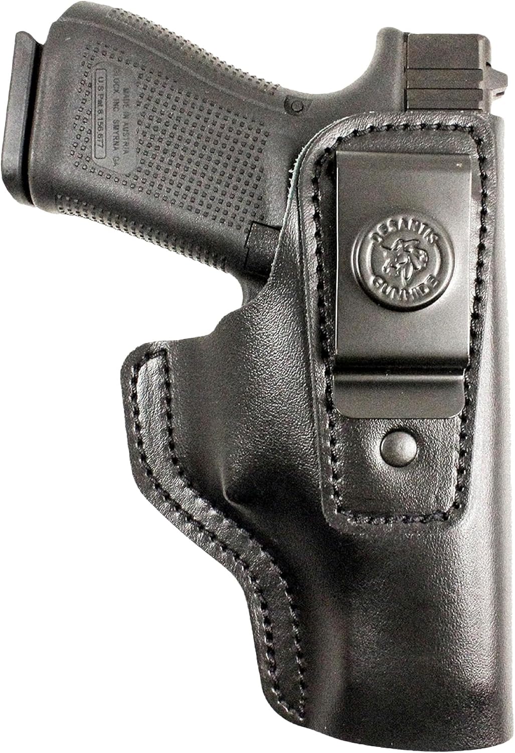 DeSantis Insider Gun Holster, Heavy-Duty Spring Steel Clip, Unmolded Leather Holster, Fits GLOCK 19/23/36, SPRINGFIELD XD, SIG P320, RUGER H&K VP9, TAURUS G3, FN 509, etc, Unisex Glock Holster, Black
