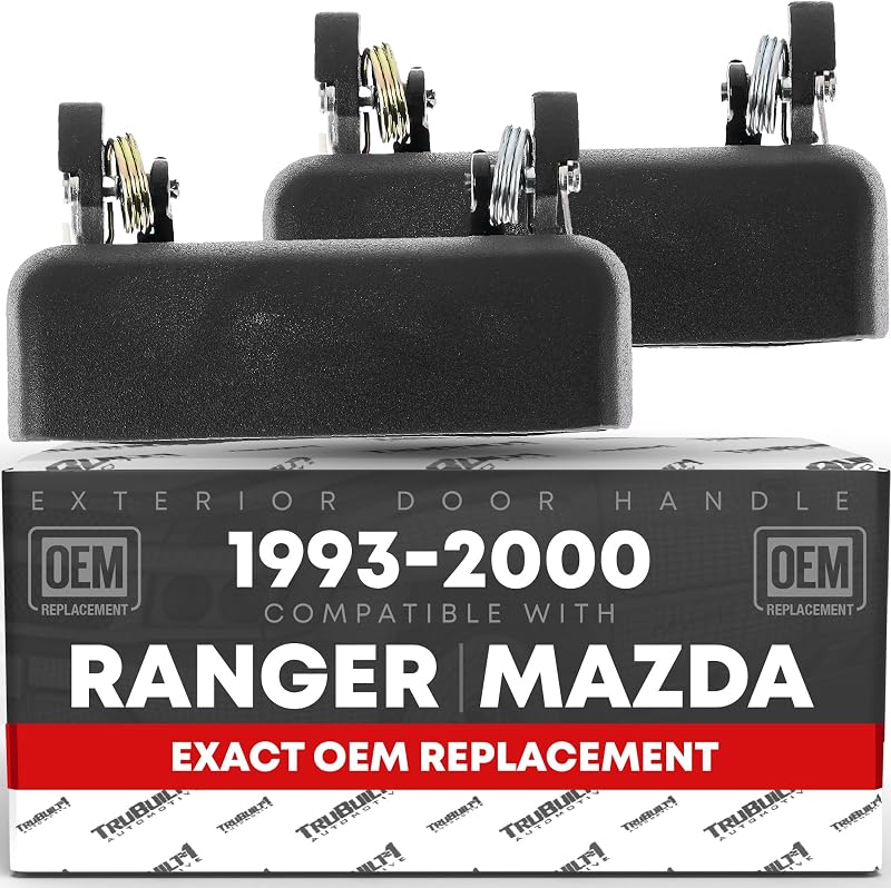 Kit de maçanetas externas dianteiras T1A para Ford Ranger 1993–2000 – preta texturizada, 2 unidades