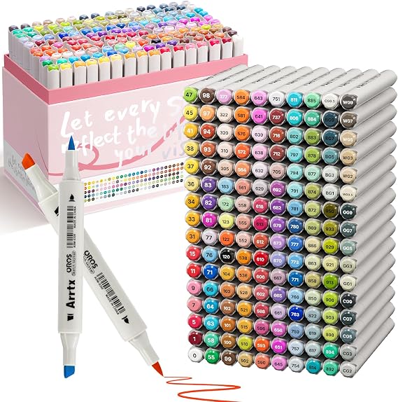 Arrtx OROS 160 Colors Alcohol Markers, Brush & Chisel
