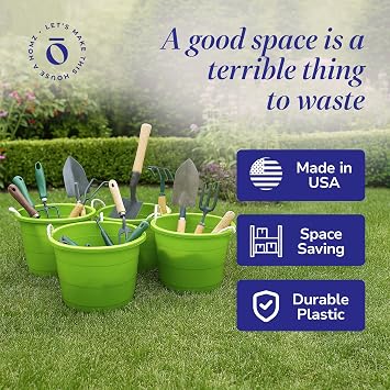 HOMZ 4-Pack Utility Tub, Large Plastic Storage Bucket with Rope Handles, 17 Gallon, Green - Portable Indoor and Outdoor Buckets for Kitchen, Laundry, Garden, Bathroom, and Garage Organization