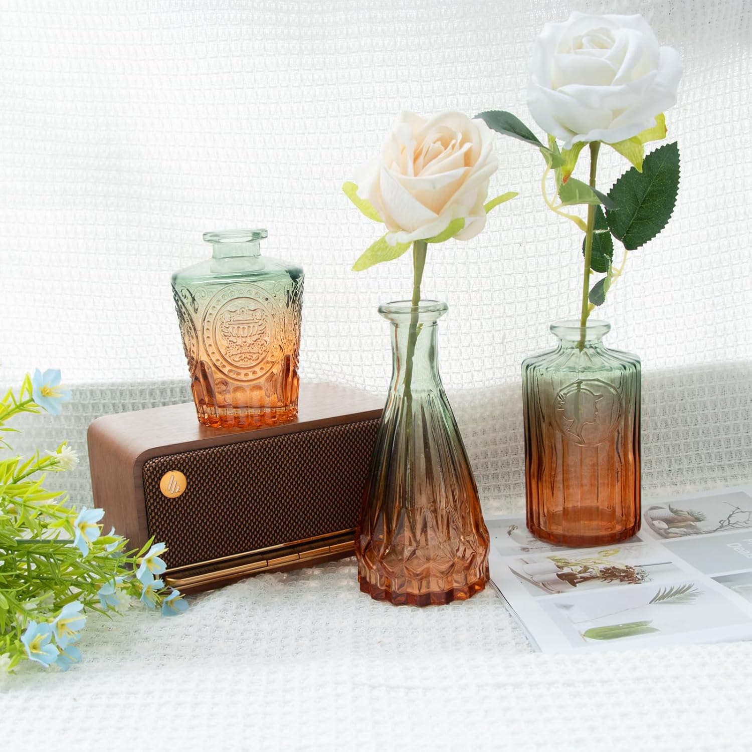 Vintage Glass Bud Vases, Set of 5 – Gradient Green Small Flower Vases for Wedding, Party, and Home Decoration - Image 6