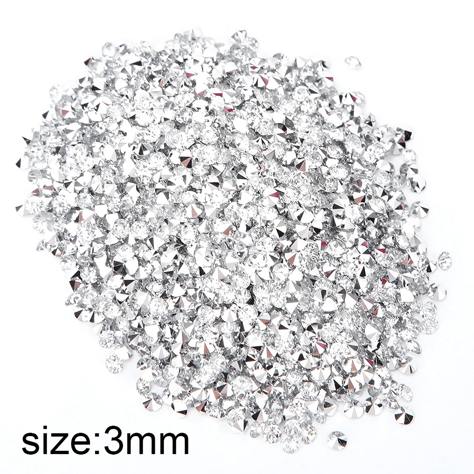 Diamond with Silver Plate Bottom Pointed Decoration Diamond for DIY Tumbler Shoes Wedding Dreass Cup 3mm(White with Silver Bottom)