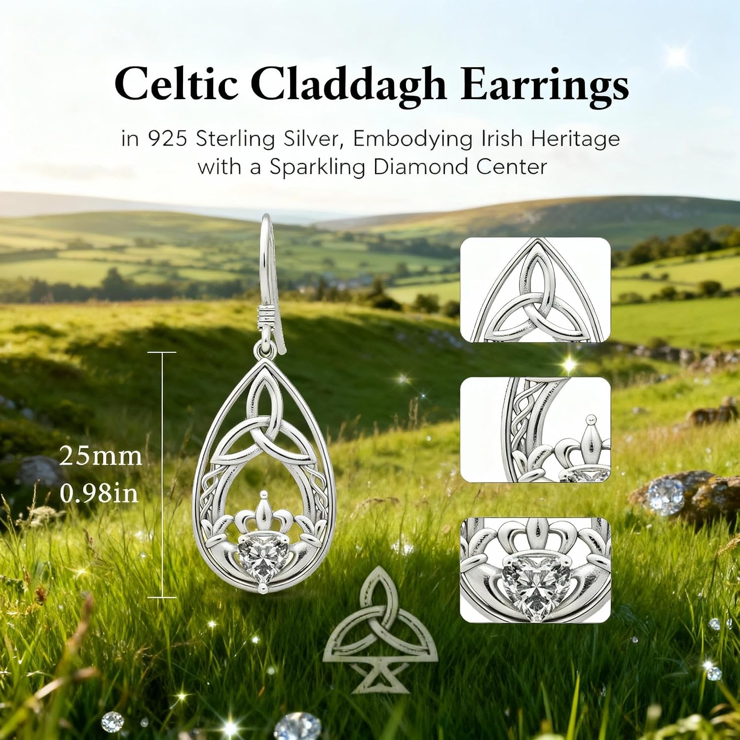 Celtic Earrings for Women 925 Sterling Silver Irish Celtic Knot Dangle Earrings Celtic Gifts