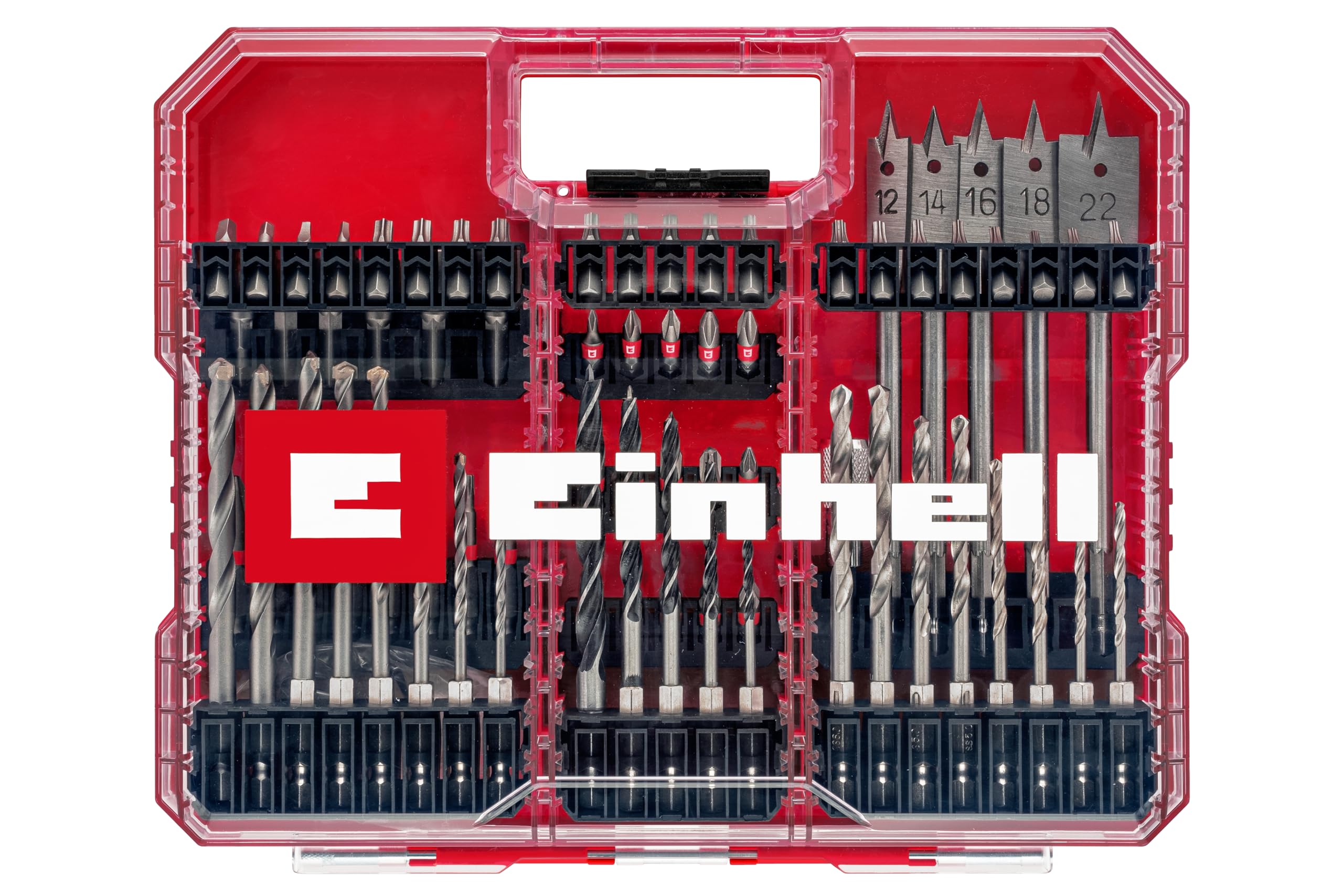 Original Einhell XL-CASE 95-piece bit and drill set (bits, various drill bits, quick-change bit holder, socket spanner, countersink, drill stop, pin spanner incl. storage box)