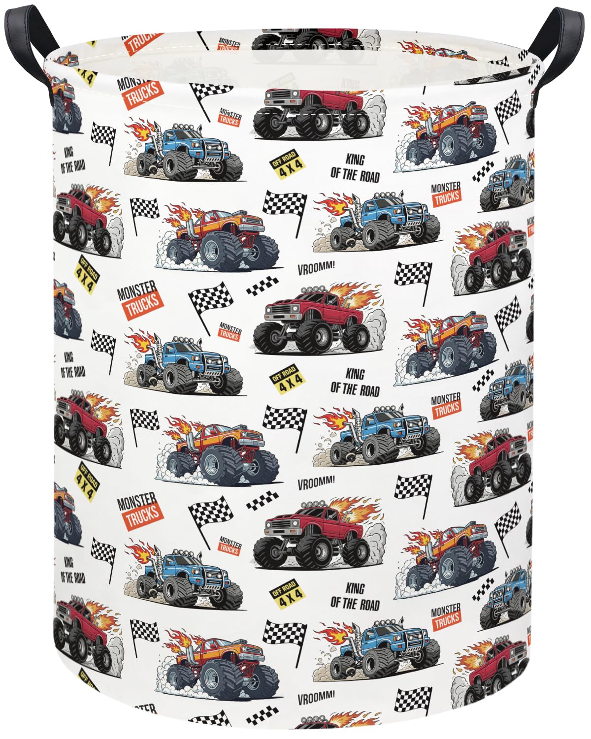 Baby Laundry Basket Kids Hamper Toy Storage Bin for Boys Room Decor Baby Nursery Hamper Gift Baskets for Bedroom Bathroom(Monster Truck)