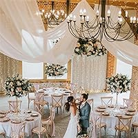 Vista 5 de Ivory Ceiling Drapes 6 Panels 5ftx10ft Wedding Arch Draping Fabric Chiffon Wedding Drapes Curtain Decorations with Rod Pocket