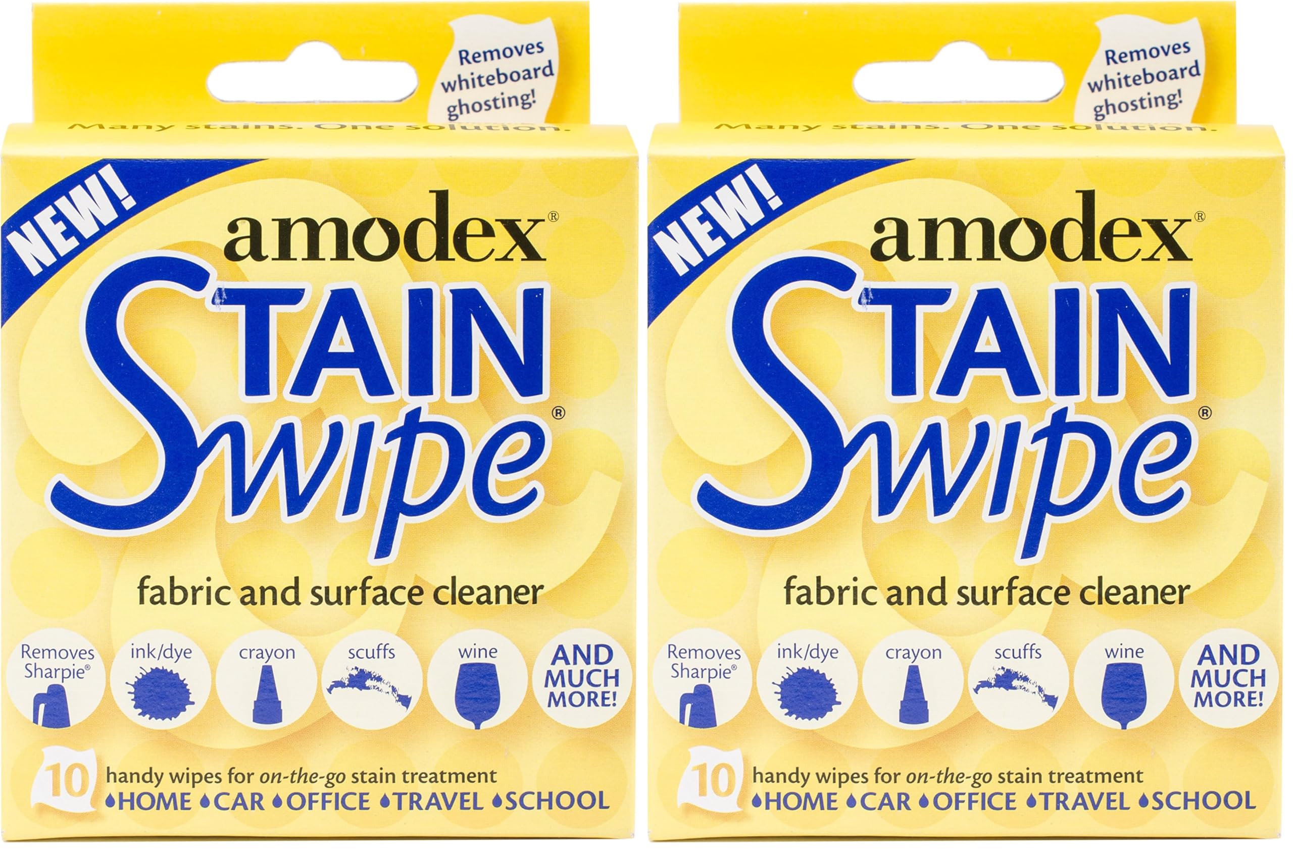 Amodex 10029 Stain Swipe Surface Cleaner Towelettes 10/Pkg, Оne Расk, None, Count (Pack of 2)