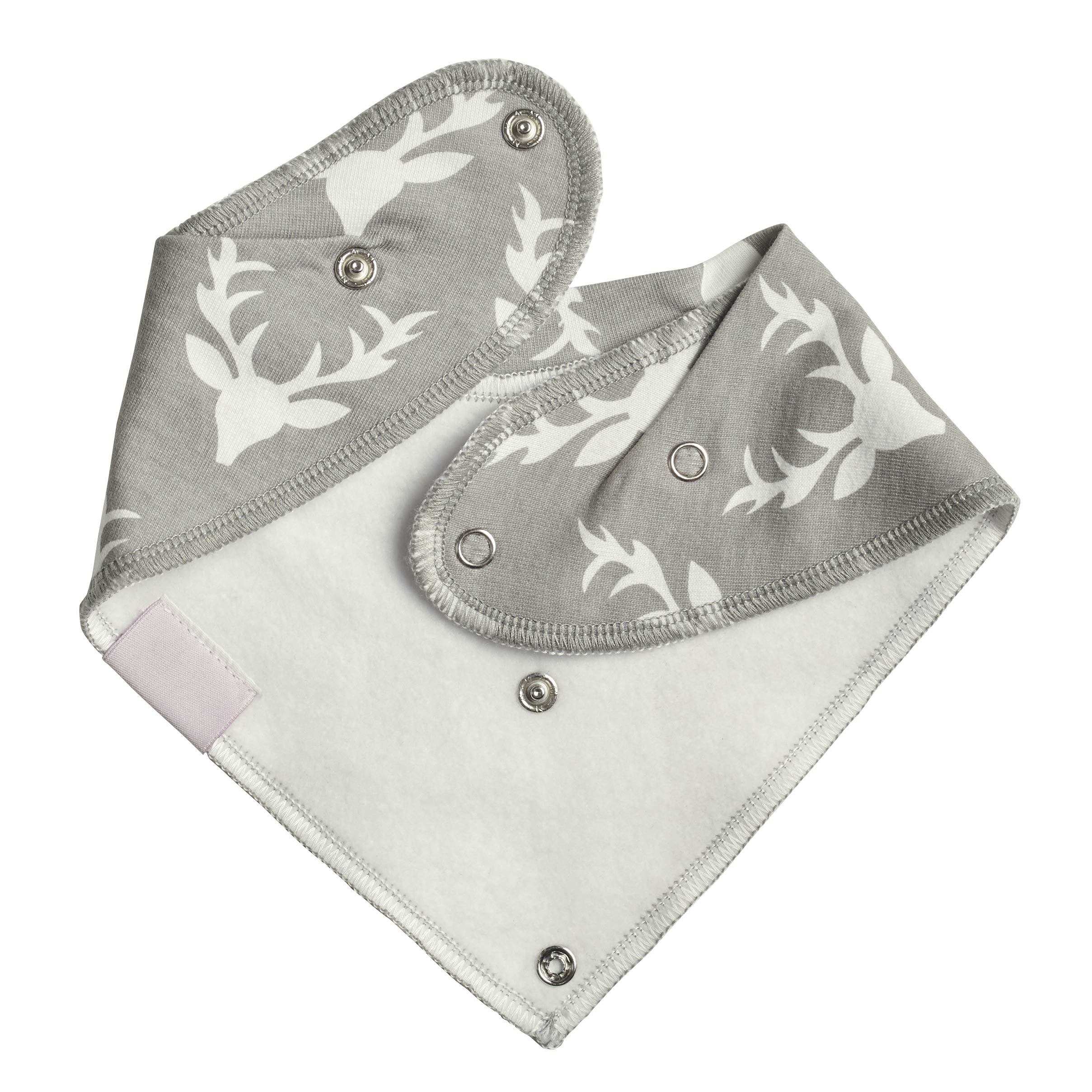 BeeBaby Super Absorbent & Soft Bandana Bib with Snap-On Teether. 100% Waterproof & Washable. (Gray - Deer) 3M+ 4