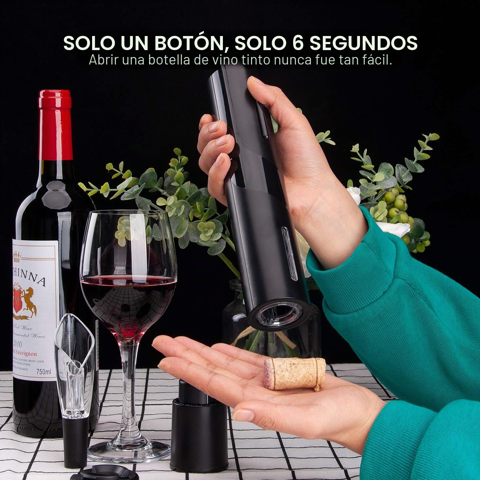 Sacacorchos eléctrico Portátil，Mafiti MD700 Abridor eléctrico de botellas de vino，Ideal para reuniones familiares, bares y regalos (1 pack)