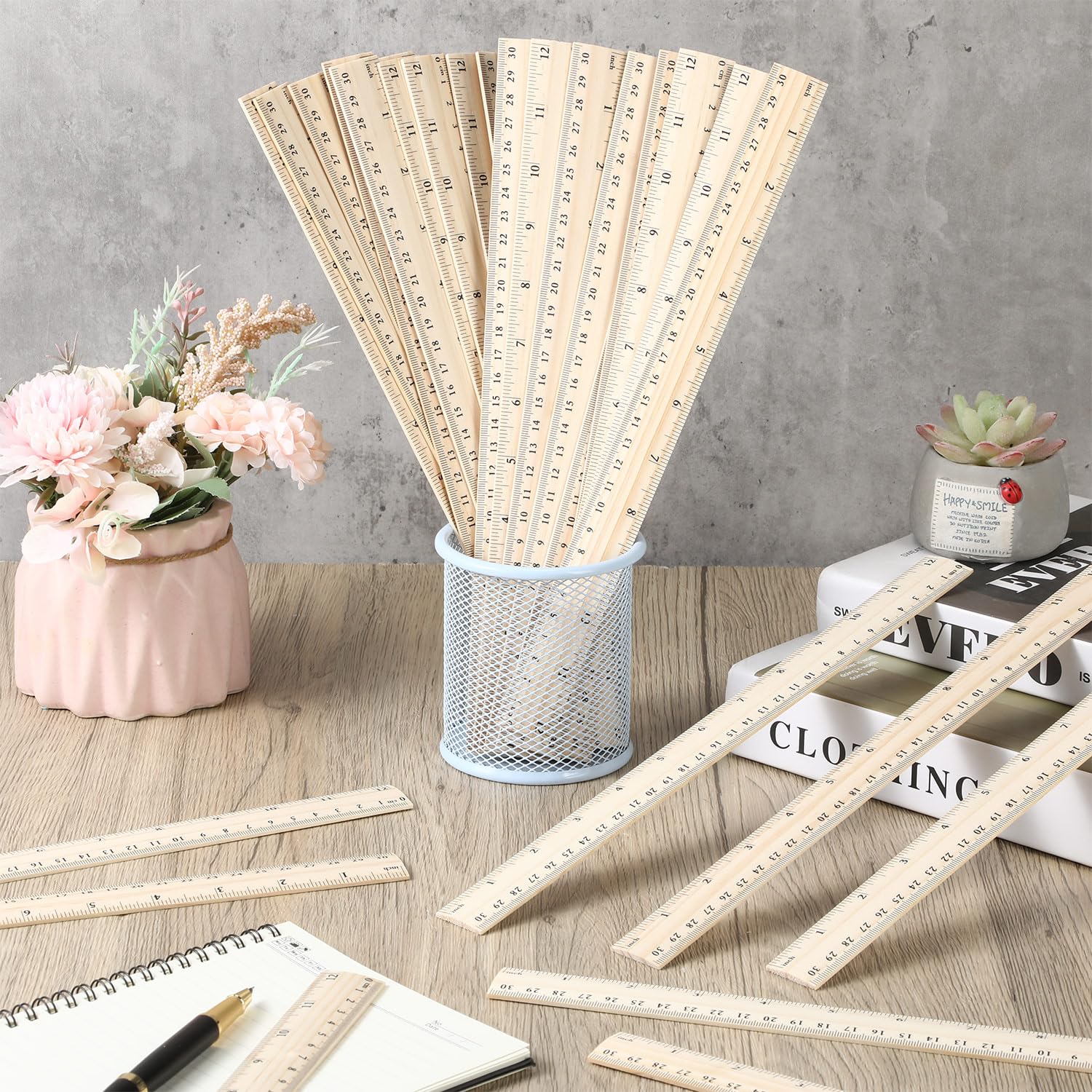 Rulers Bulk 72 Pack Wooden Ruler 8 Inch Wood Measuring Ruler Wood Ruler