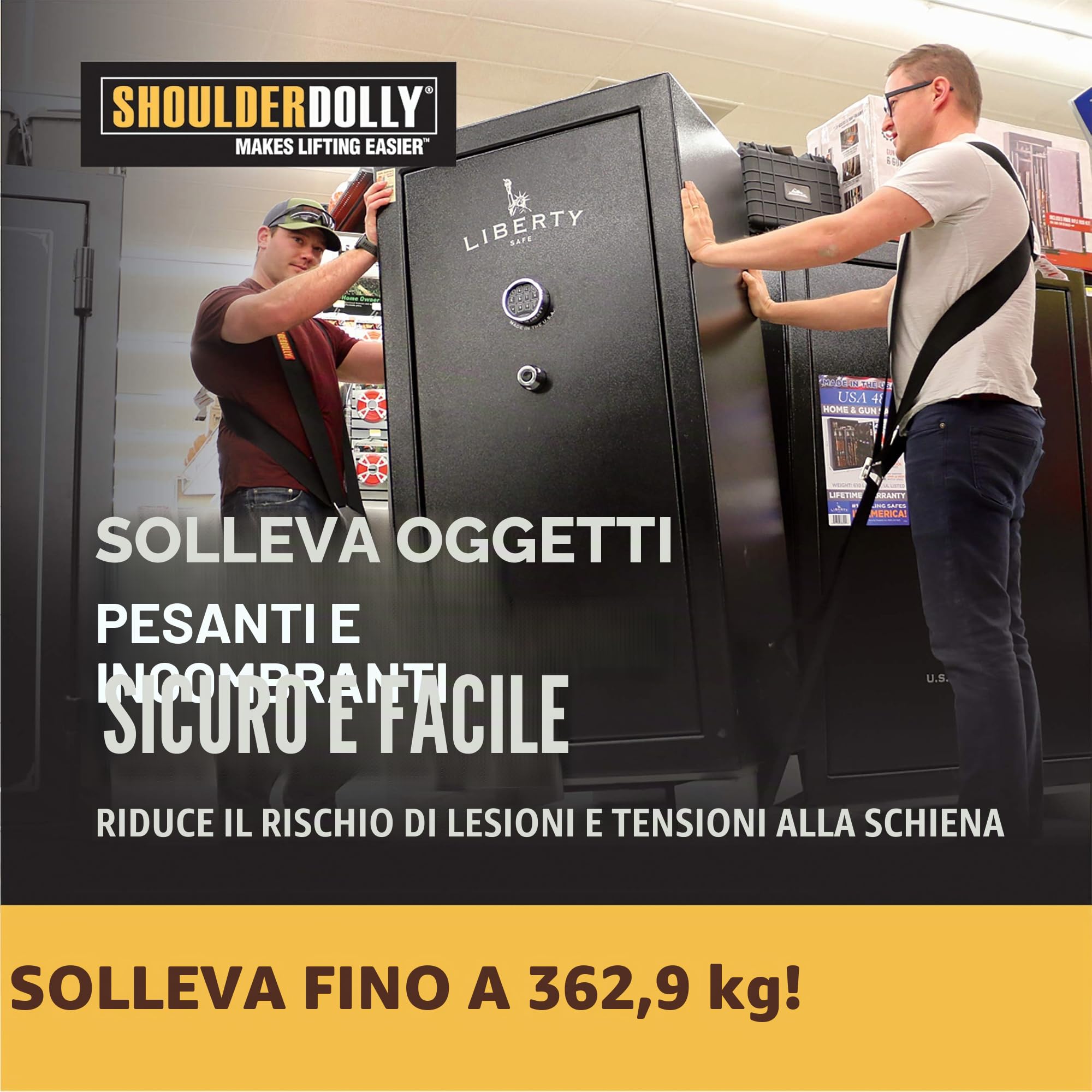 Shoulder Dolly - Cinghie per sollevamento mobili per 2 persone: Spostamento, sollevamento, trasporto di mobili, elettrodomestici, oggetti pesanti e ingombranti in modo facile, sicuro ed efficiente.