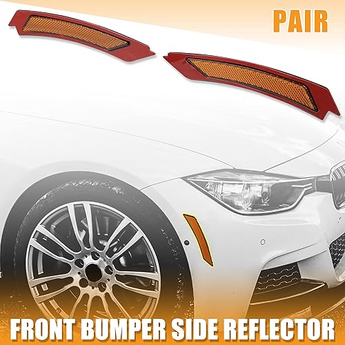 Miniatura 2 de X AUTOHAUX Marcador lateral del reflector del parachoques delantero 63147205398 63147205397 para BMW Serie 3 E90 E91 LCI 2009-2011 Reemplazar el