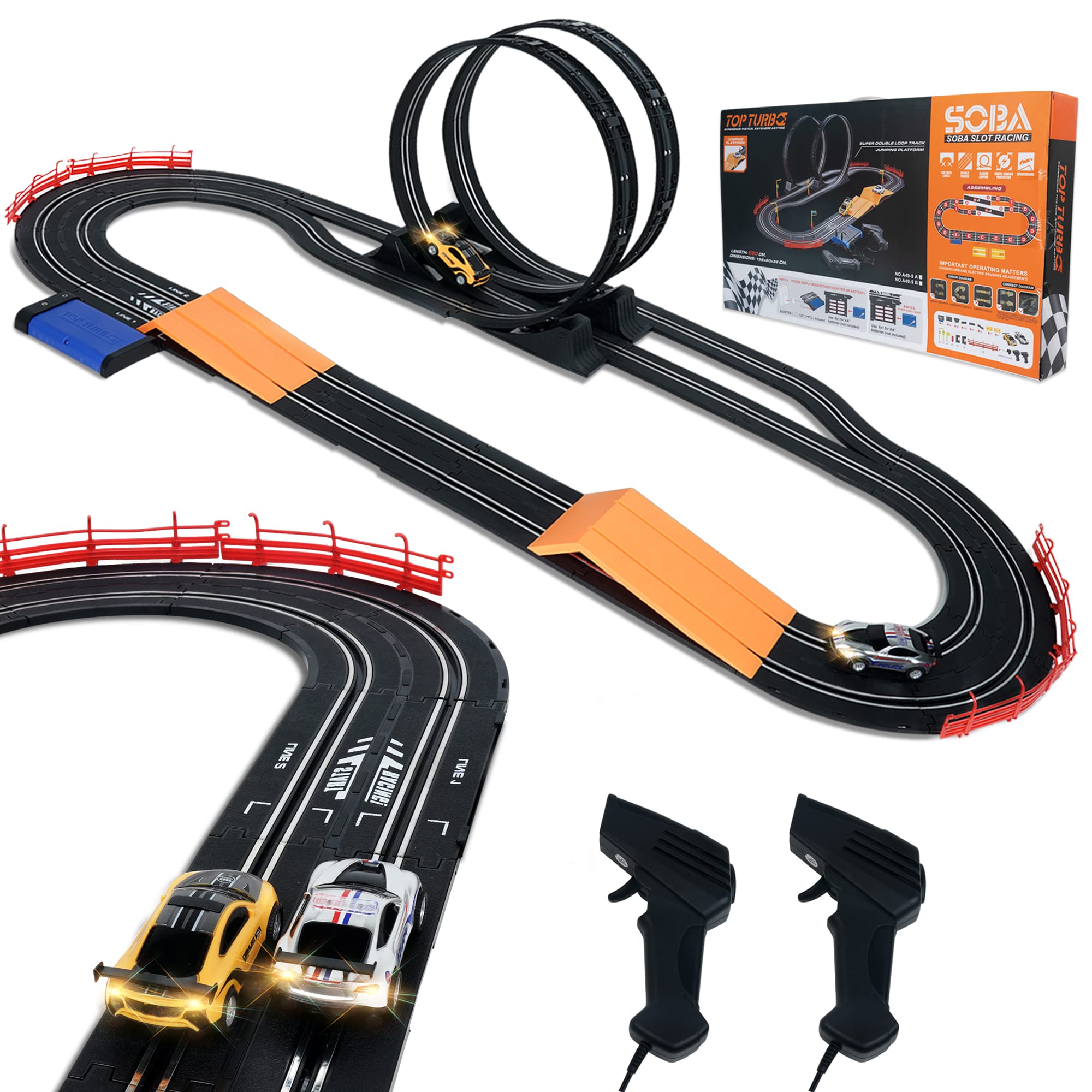 Buy ZUOBOLA Boys Electric Race Track Sets 2 Slot Cars with Headlights Dual Racing Race Car