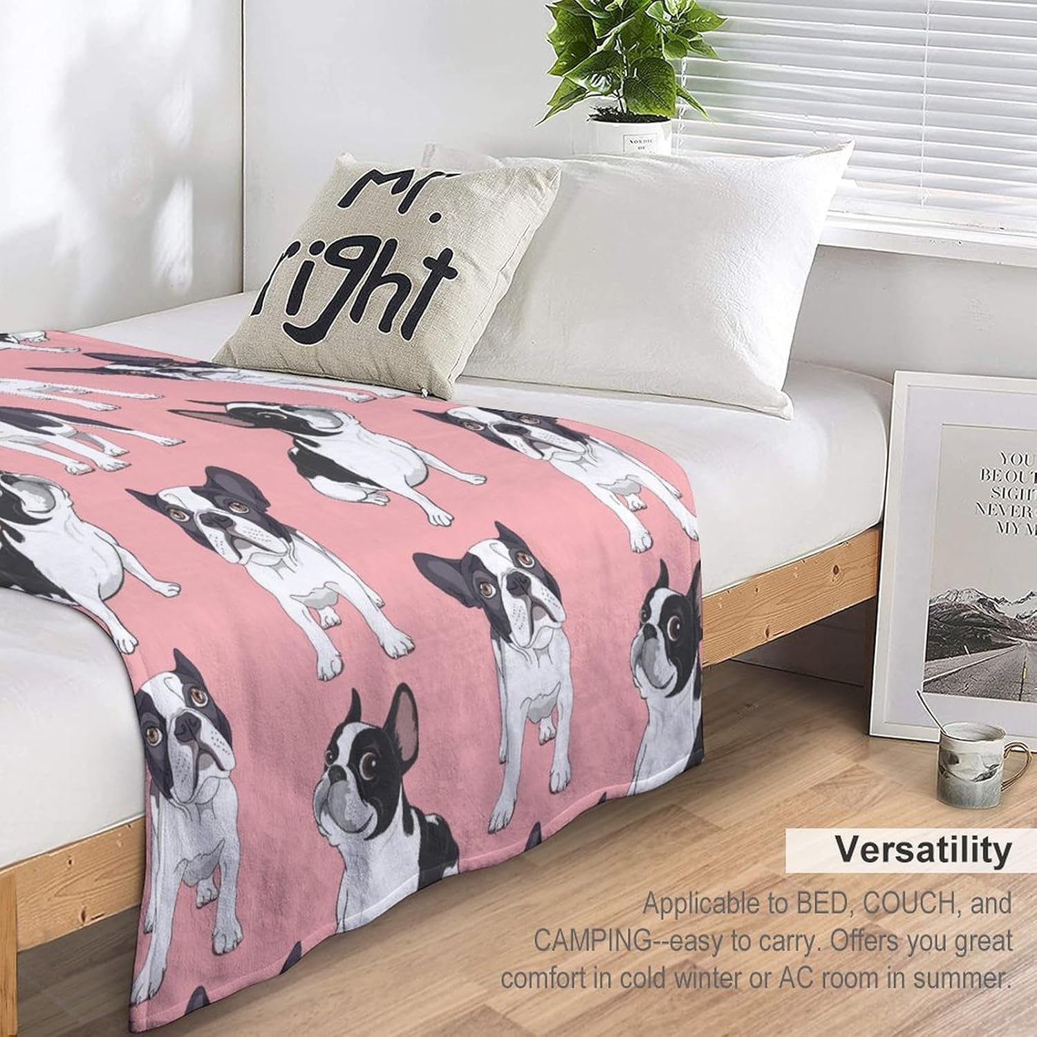 Boston Terrier Blanket Boston Terrier Gifts for Girls Dog Throw Blanket Soft Warm Fleece Flannel Plush Blankets for Bed Sofa Couch 40"x50" - Image 5