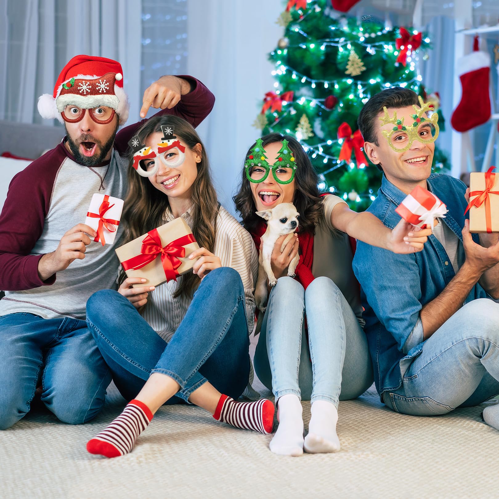 VILITI 4 Pieces Christmas Glasses Novelty,Kids Adults Xmas Party Gifts Funny Decorations Fun Presents Toys Wear Accessories Christmas Plastic Spectacles - Image 4