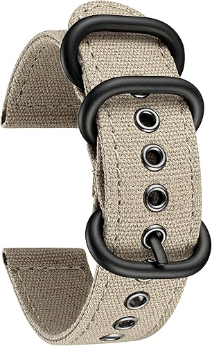 Correas de lona compatibles con Samsung Galaxy Watch, Huawei, reloj inteligente Amazfit, reloj Garmin, reloj Fossil Watch de vela, caqui, negro,