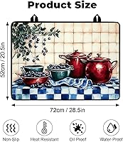 Vista 2 de Cubierta de estufa de vidrio resistente al calor con revestimiento de goma antideslizante – Protector de estufa eléctrica, resistente a