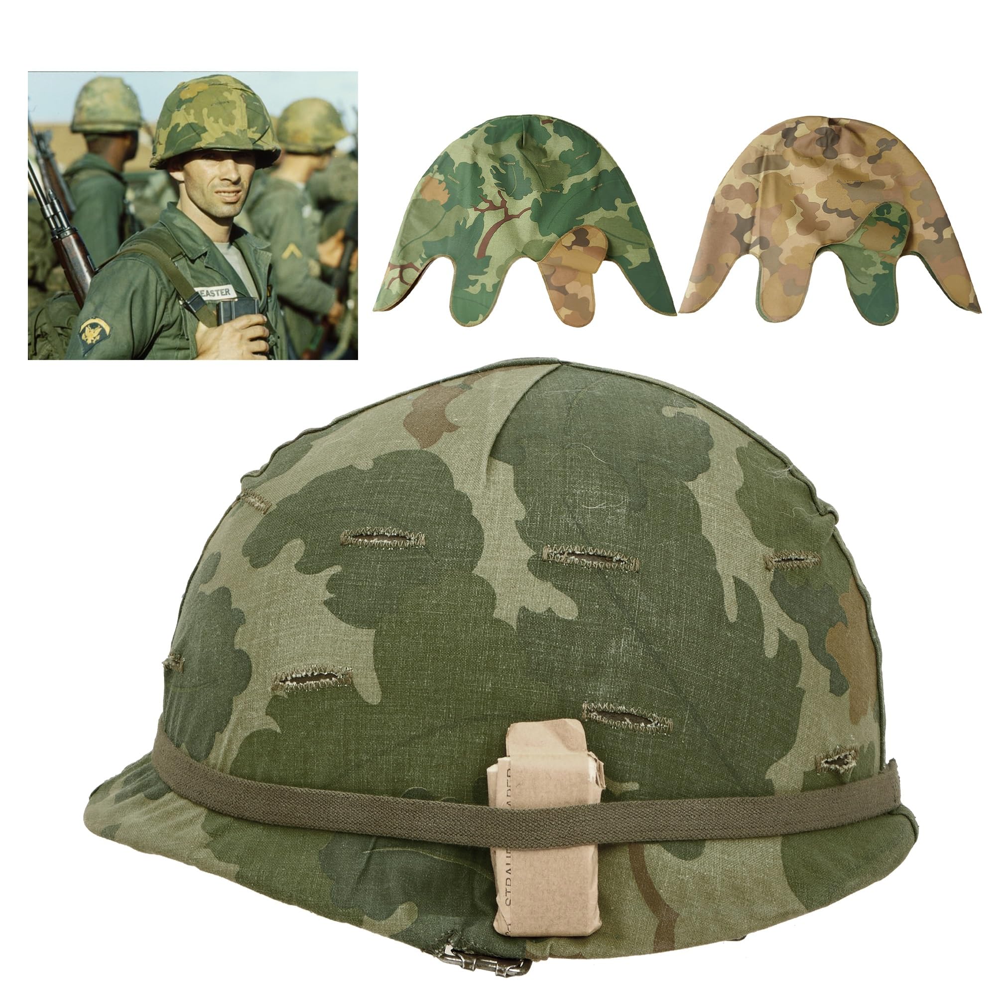WowZza Ww2 Us Army M1 Helm – Vintage Mitchell Camo Helmbezug – Lbt