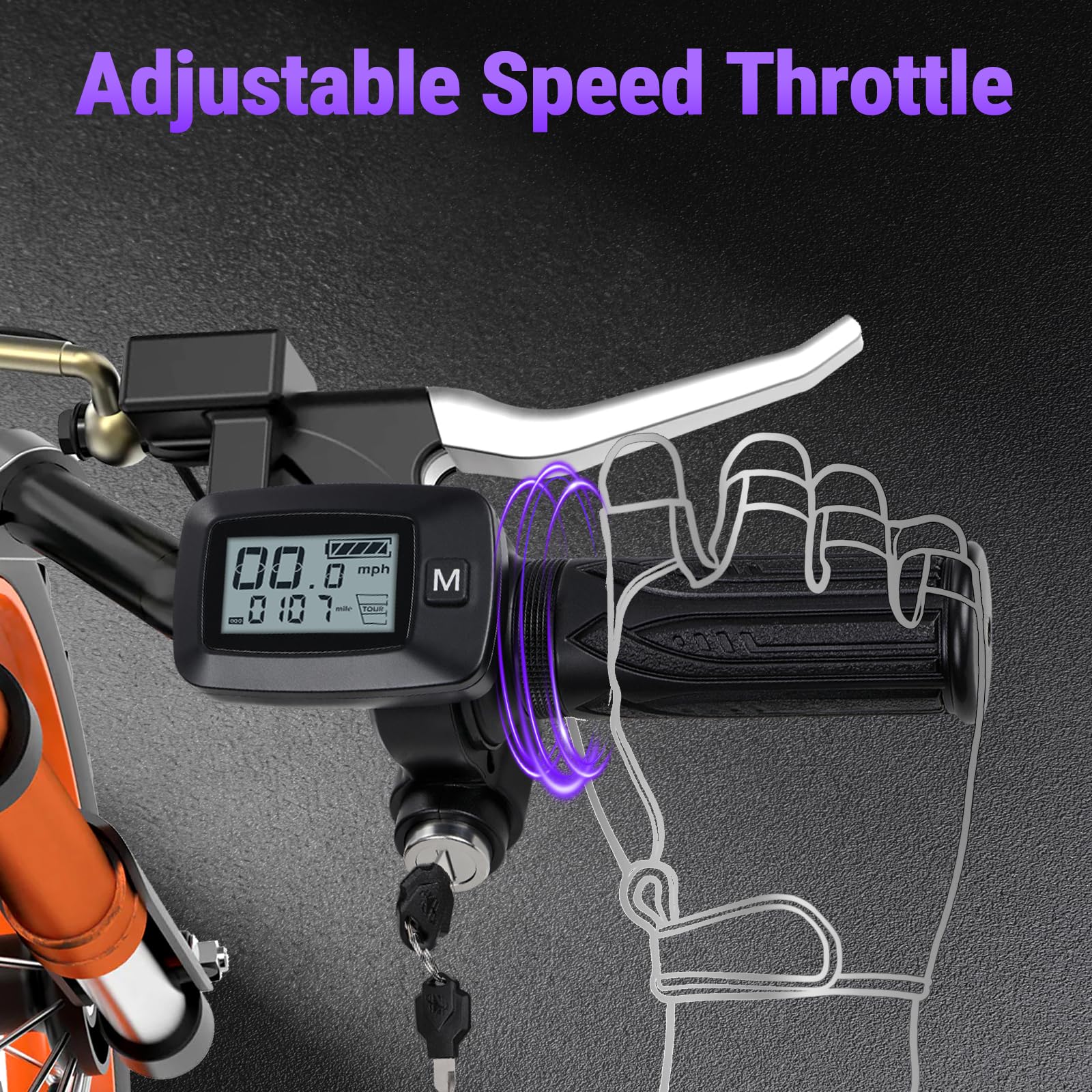 Poignées d'accélérateur pour moto tout-terrain électrique 48 V pour vélo électrique Tutti Tuttio Tuttio Soleil 01 Ebike avec écran LCD Bouton M Key Smooth Control