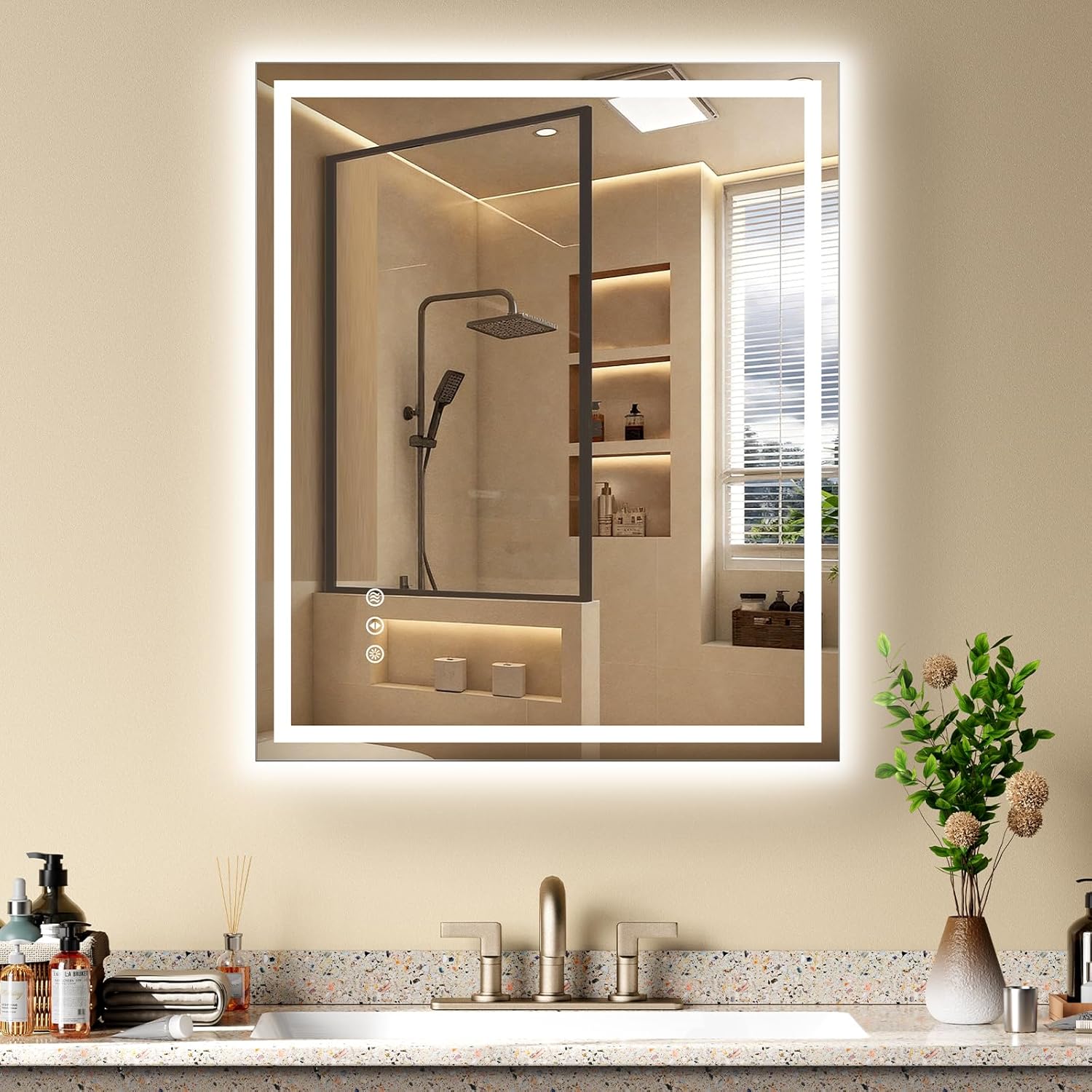 30X36 LED Bathroom Mirror with Lights, Anti-Fog, Dimmable - Lighted Bathroom Vanity Mirror with Front & Back Light, 3 Color Temperatures, Memory Function, Tempered Glass (Horizontal/Vertical)