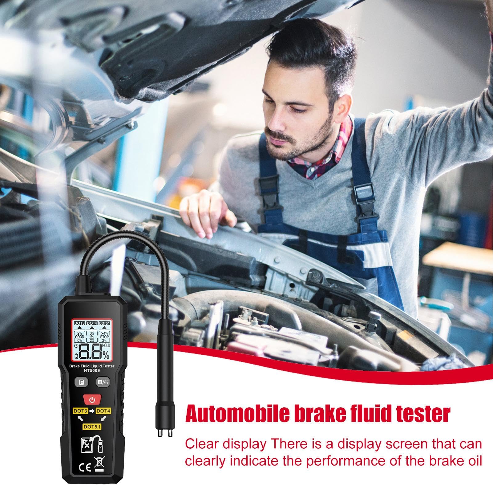 Tester umidità liquido freni automobilistico con sonda flessibile