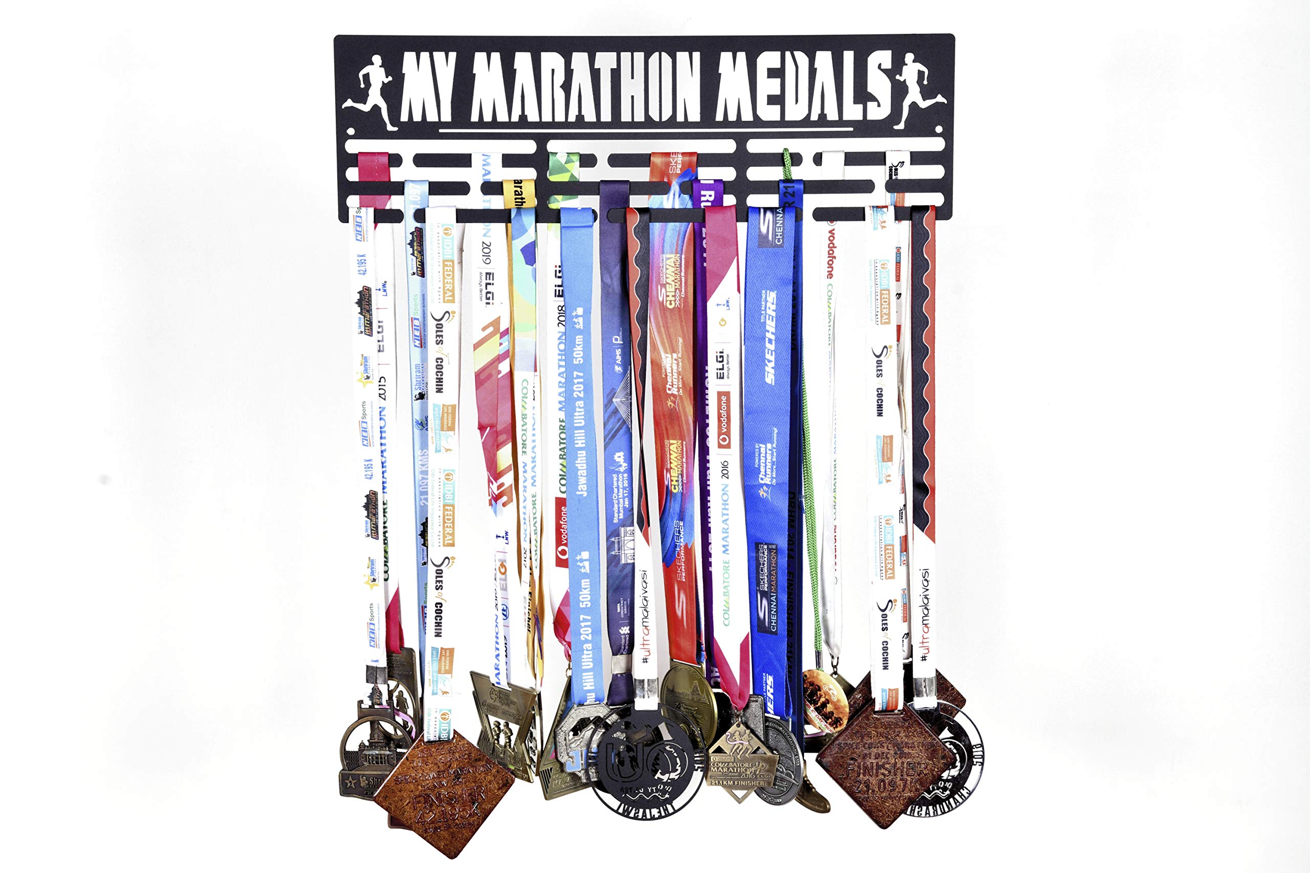 RUNWYND My Marathon Medals Medal Hanger - 3 Rows - Black (51 cm x 15 cm) (B07GTWVZNG) Amazon Price History, Amazon Price Tracker
